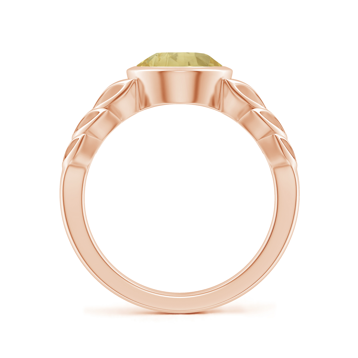  Oval Yellow Sapphire (Pukhraj) Ring With Leaf Motif 