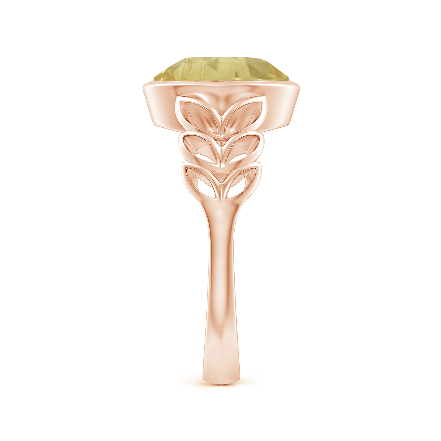  Oval Yellow Sapphire (Pukhraj) Ring With Leaf Motif 