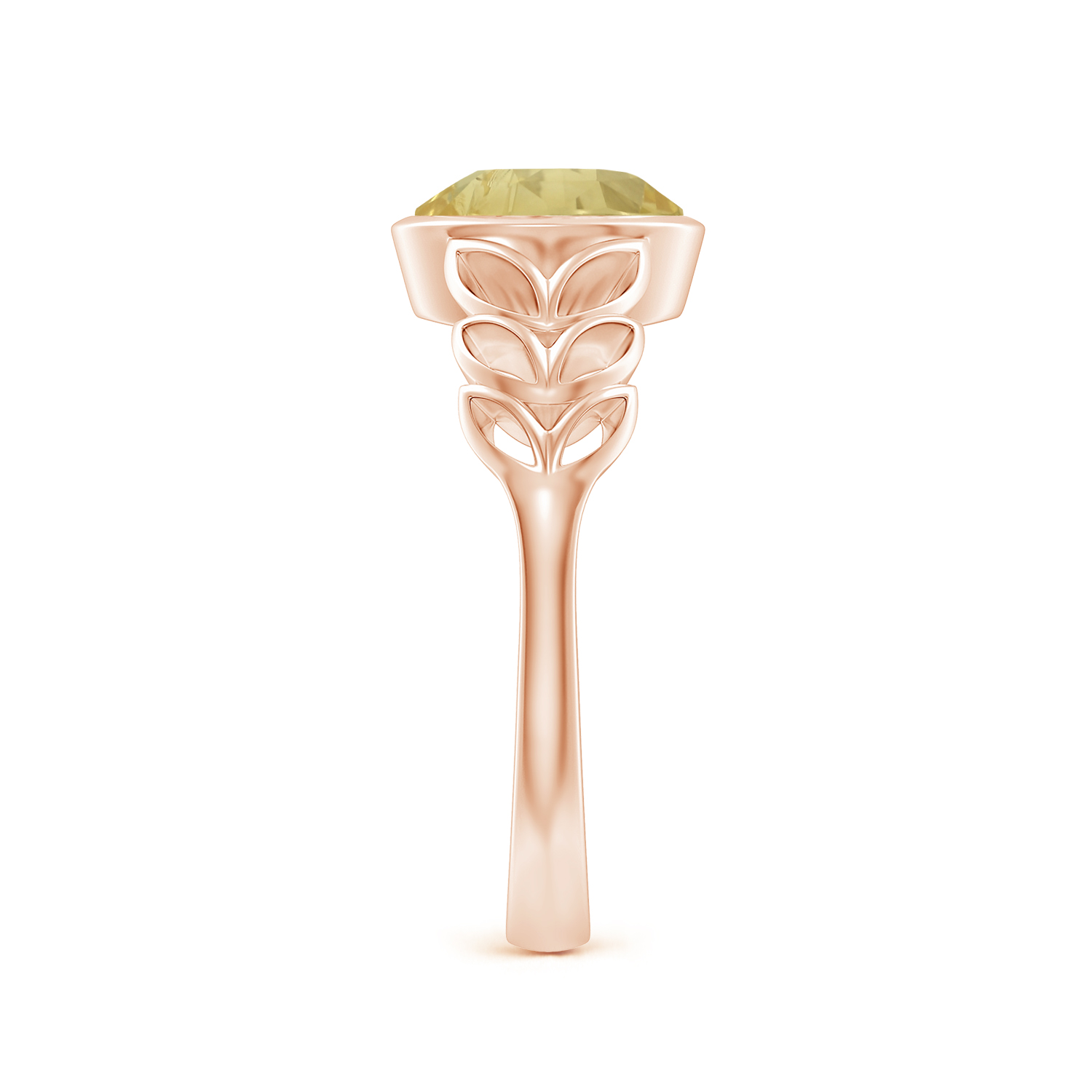 Oval Yellow Sapphire (Pukhraj) Ring With Leaf Motif