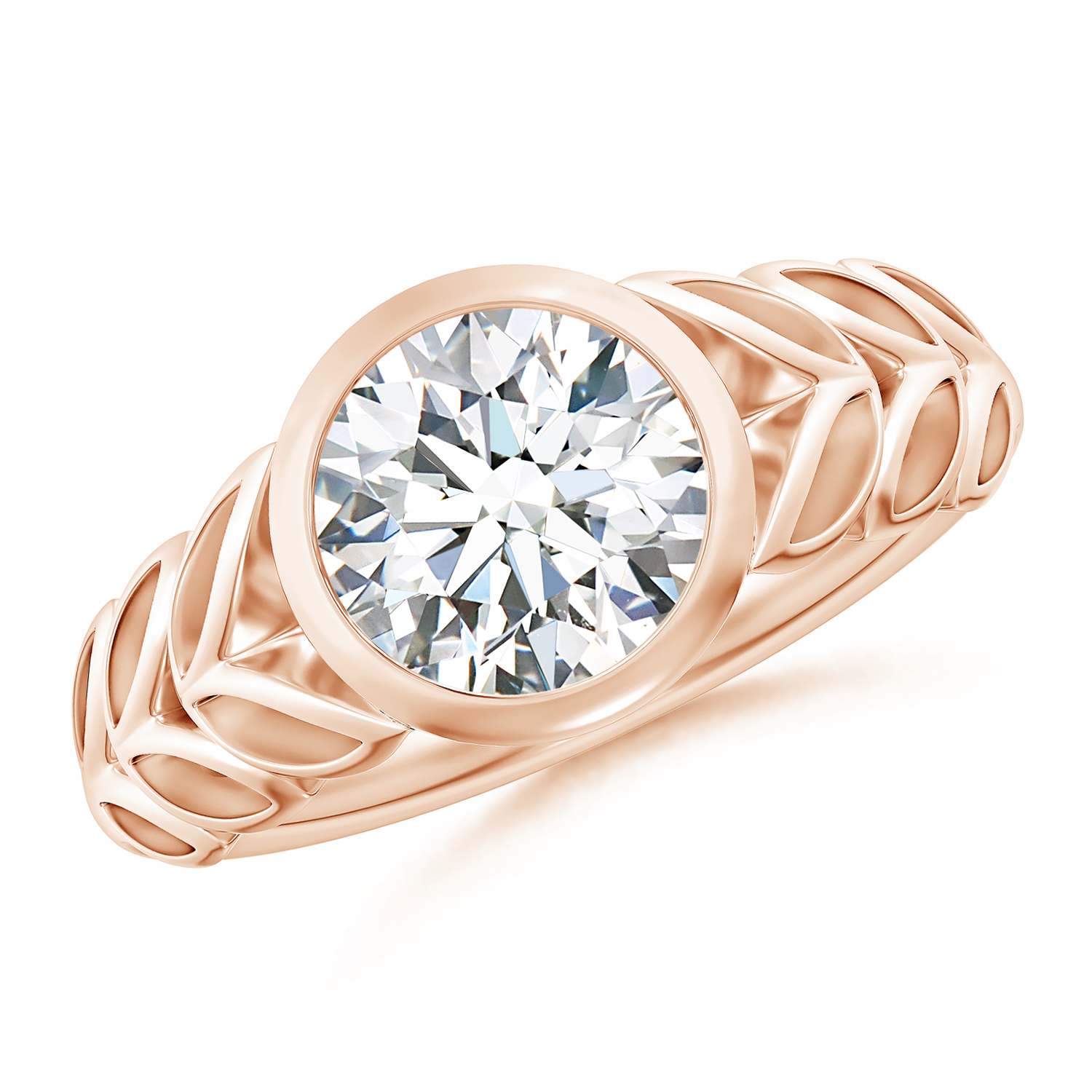 Round Diamond (Heera) Ring With Leaf Motif