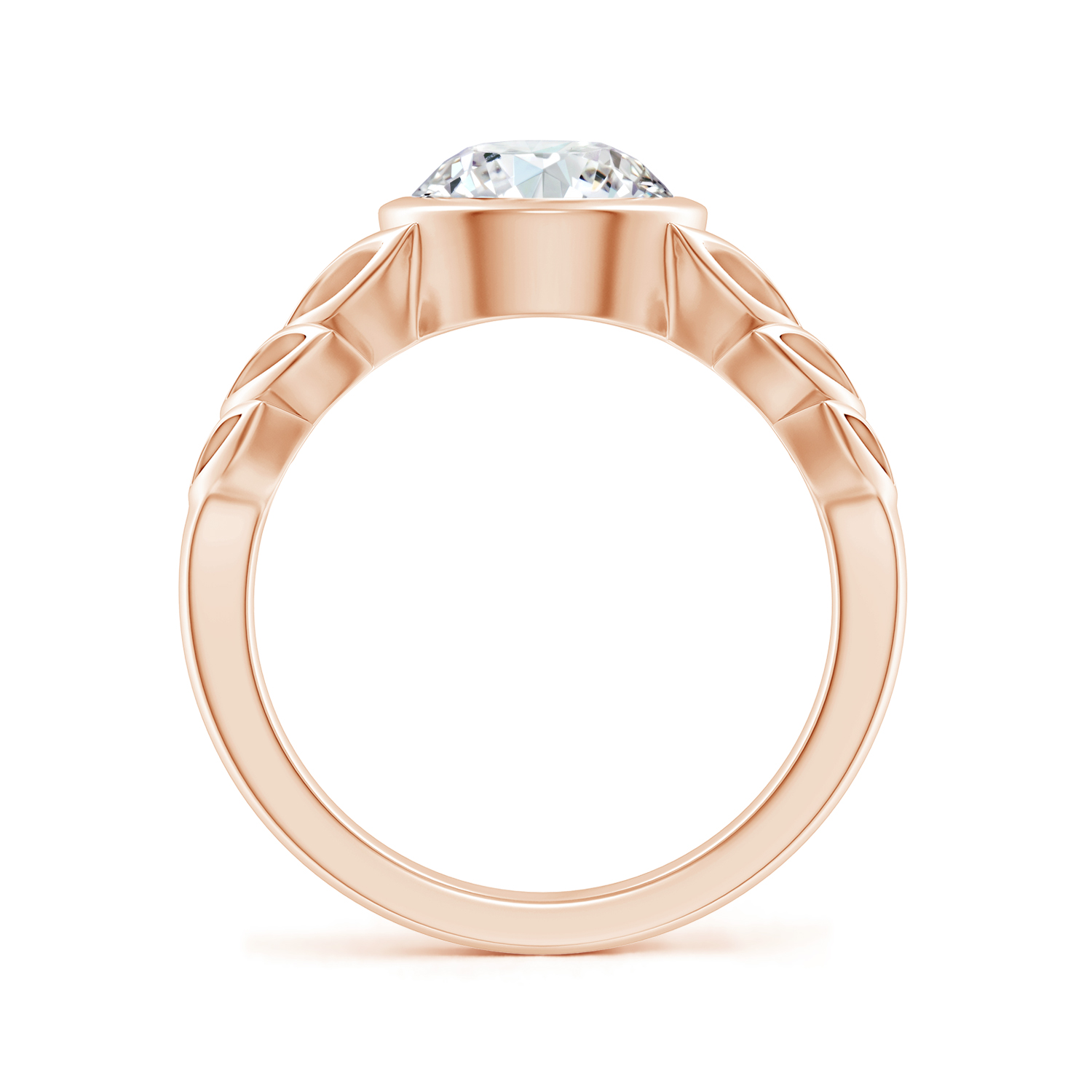 Round Diamond (Heera) Ring With Leaf Motif