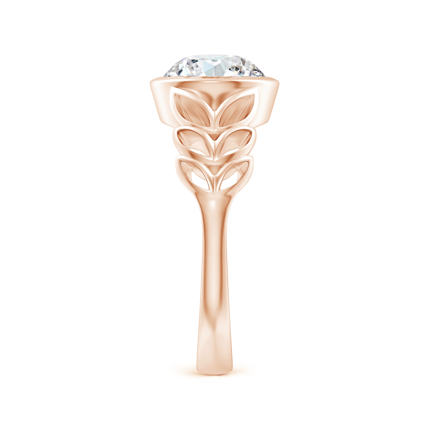 Round Diamond (Heera) Ring With Leaf Motif