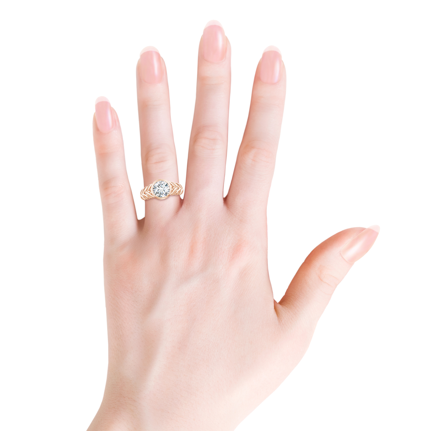 Round Diamond (Heera) Ring With Leaf Motif