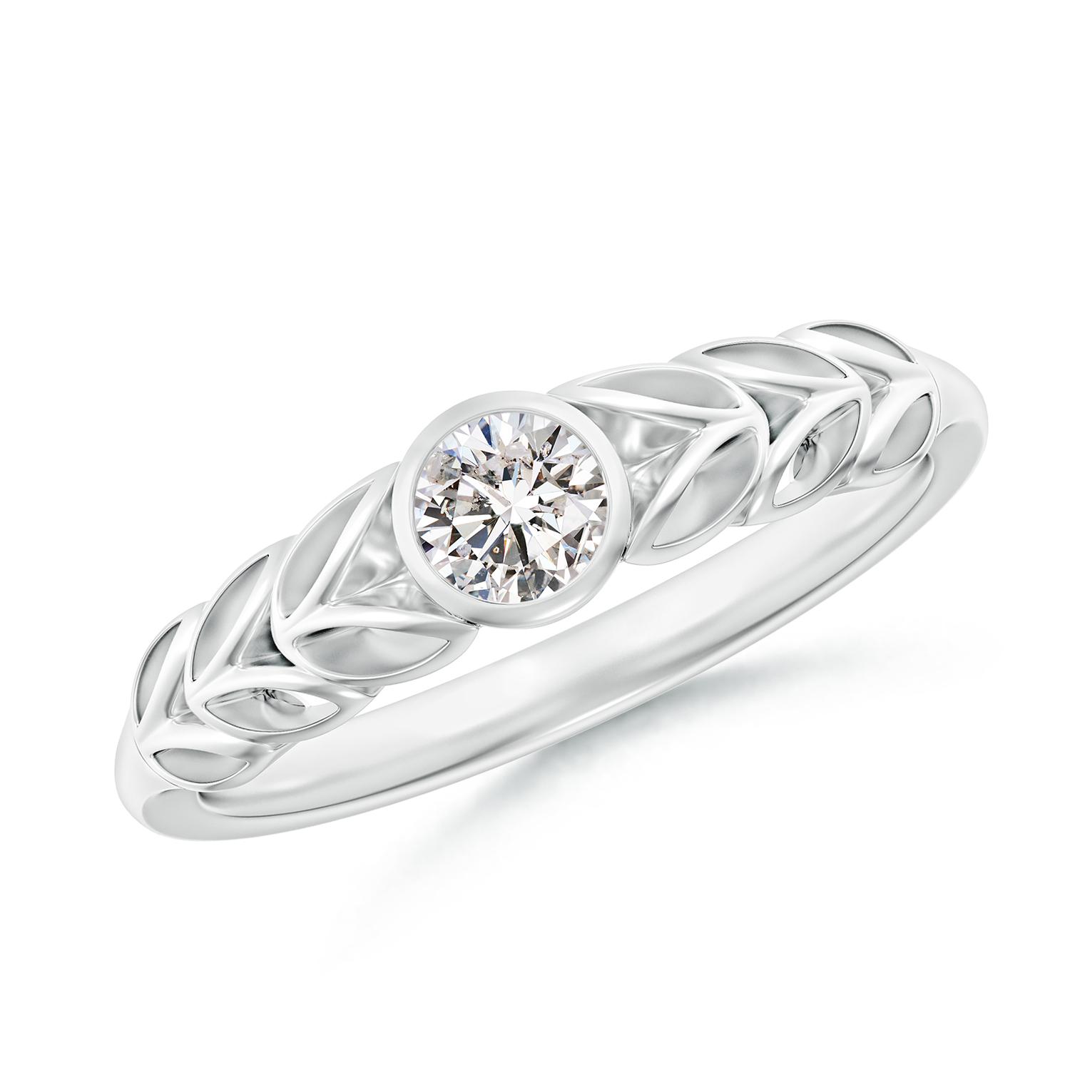 Round Diamond (Heera) Ring With Leaf Motif
