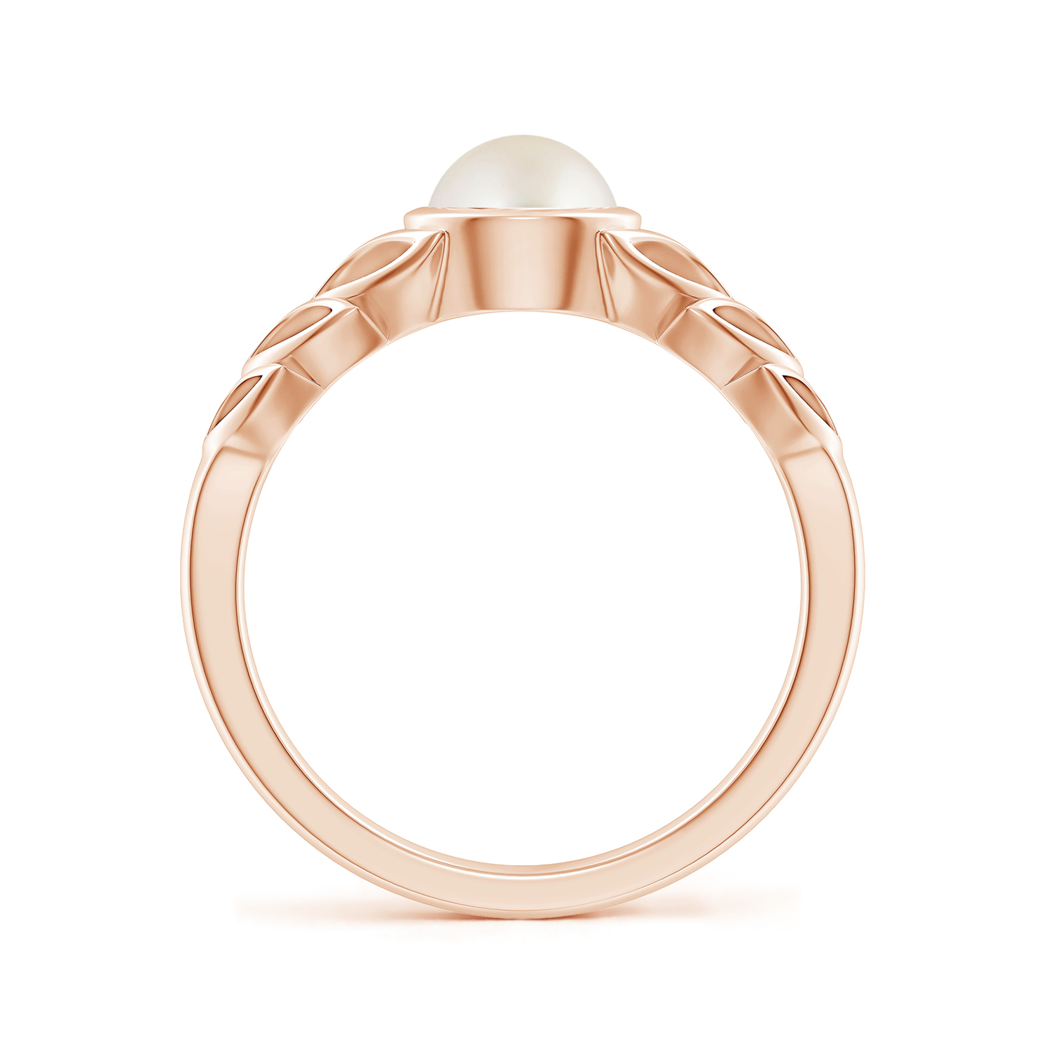 Round Pearl (Moti) Ring With Leaf Motif