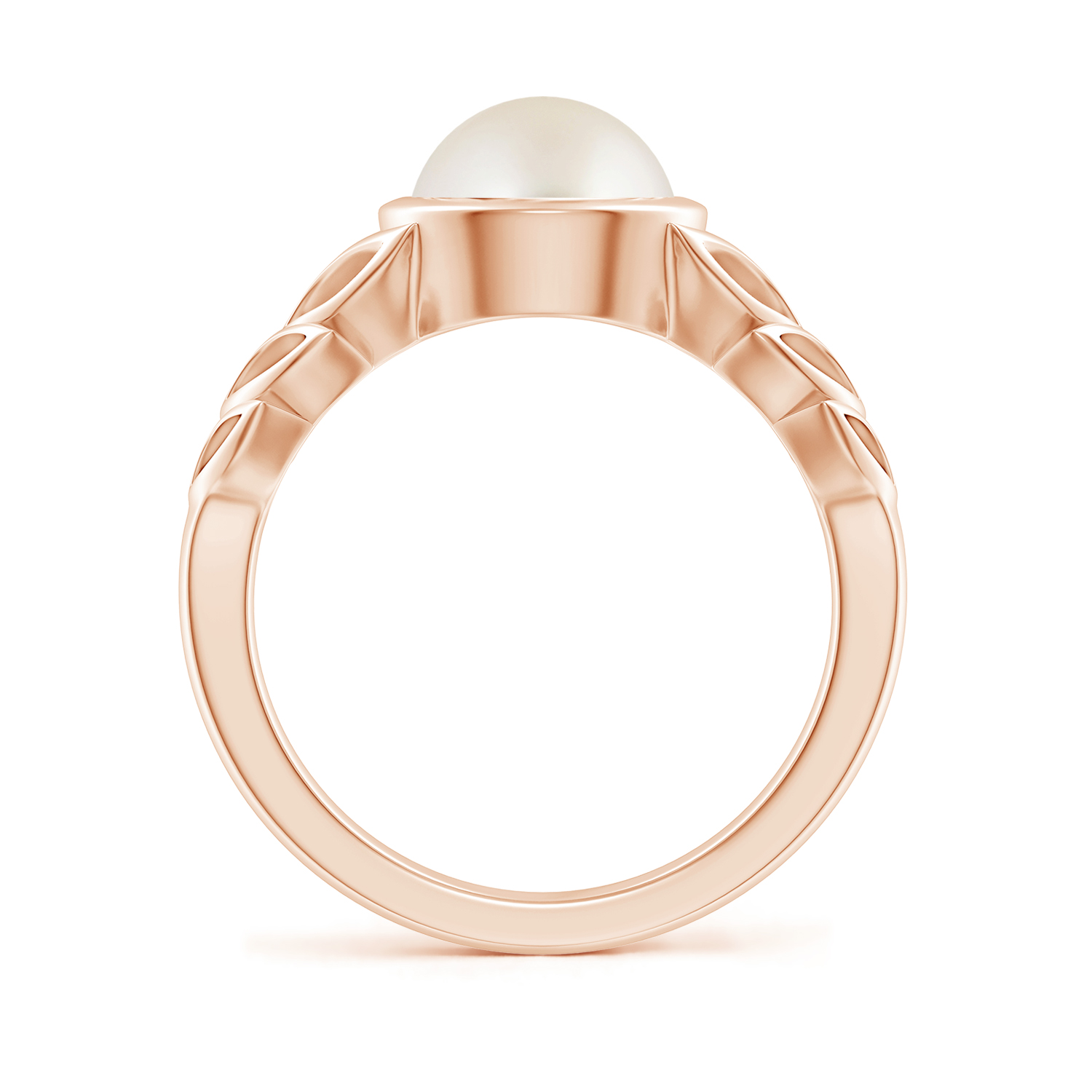  Round Pearl (Moti) Ring With Leaf Motif 