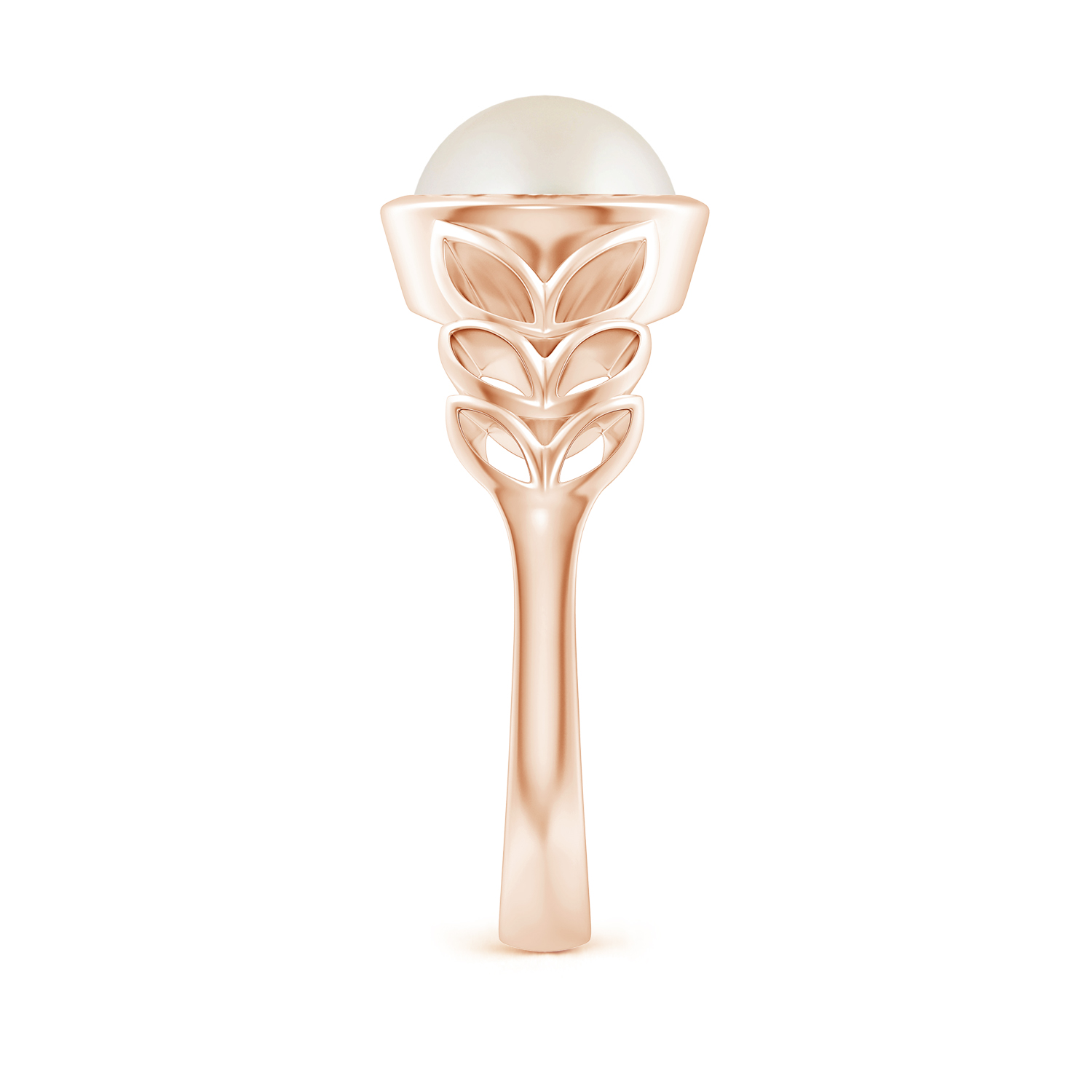 Round Pearl (Moti) Ring With Leaf Motif 
