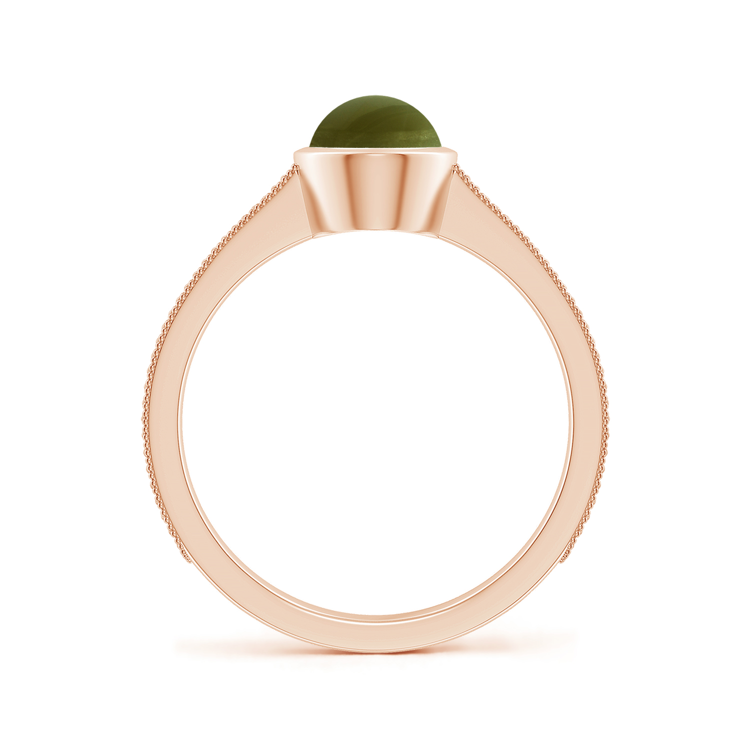 Peg-Set Oval Cat's Eye (Lehsunia) Feather Ring With Scrollwork
