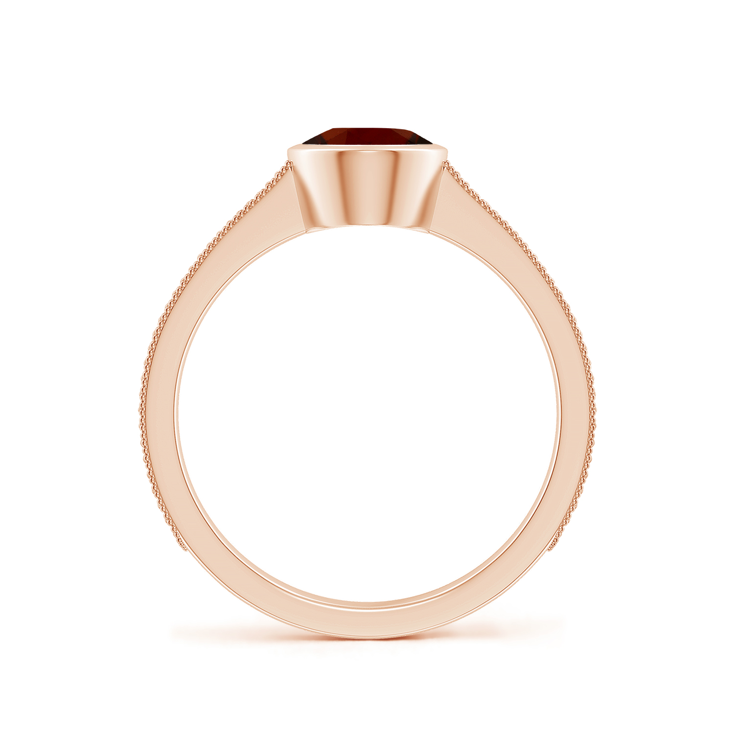 Peg-Set Oval Hessonite (Gomed) Feather Ring With Scrollwork