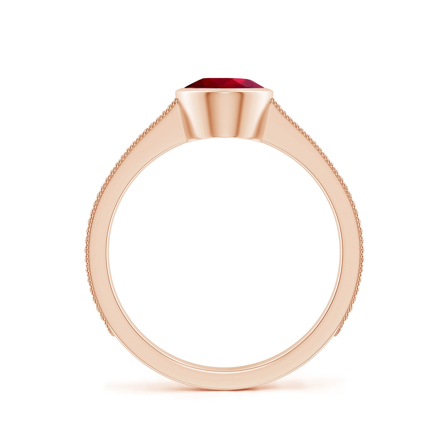 Peg-Set Oval Ruby (Manik) Feather Ring With Scrollwork