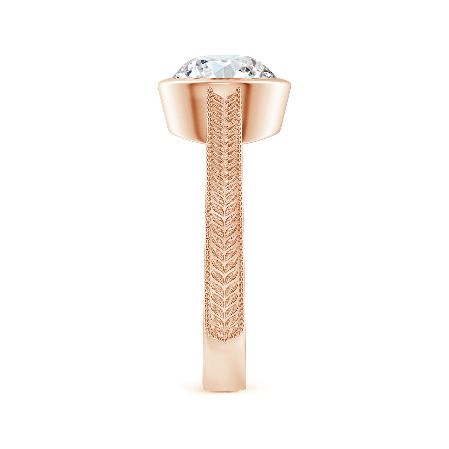 Peg-Set Round Diamond (Heera) Feather Ring With Scrollwork