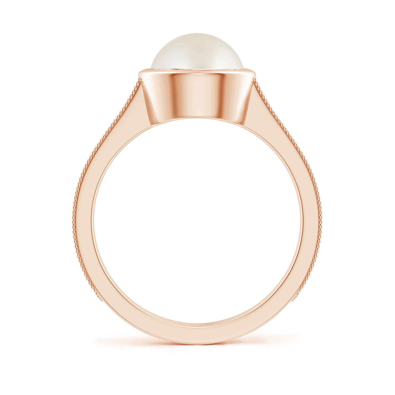 Peg-Set Round Pearl (Moti) Feather Ring With Scrollwork