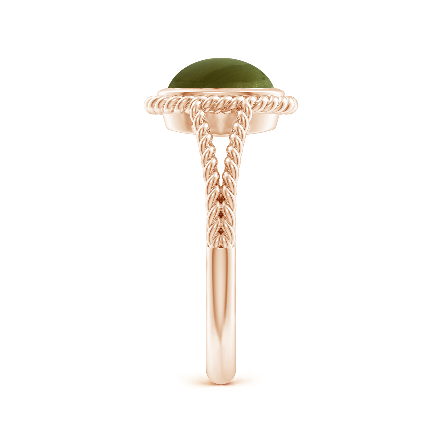 Oval Cat's Eye (Lehsunia) Twist Rope Split Shank Ring