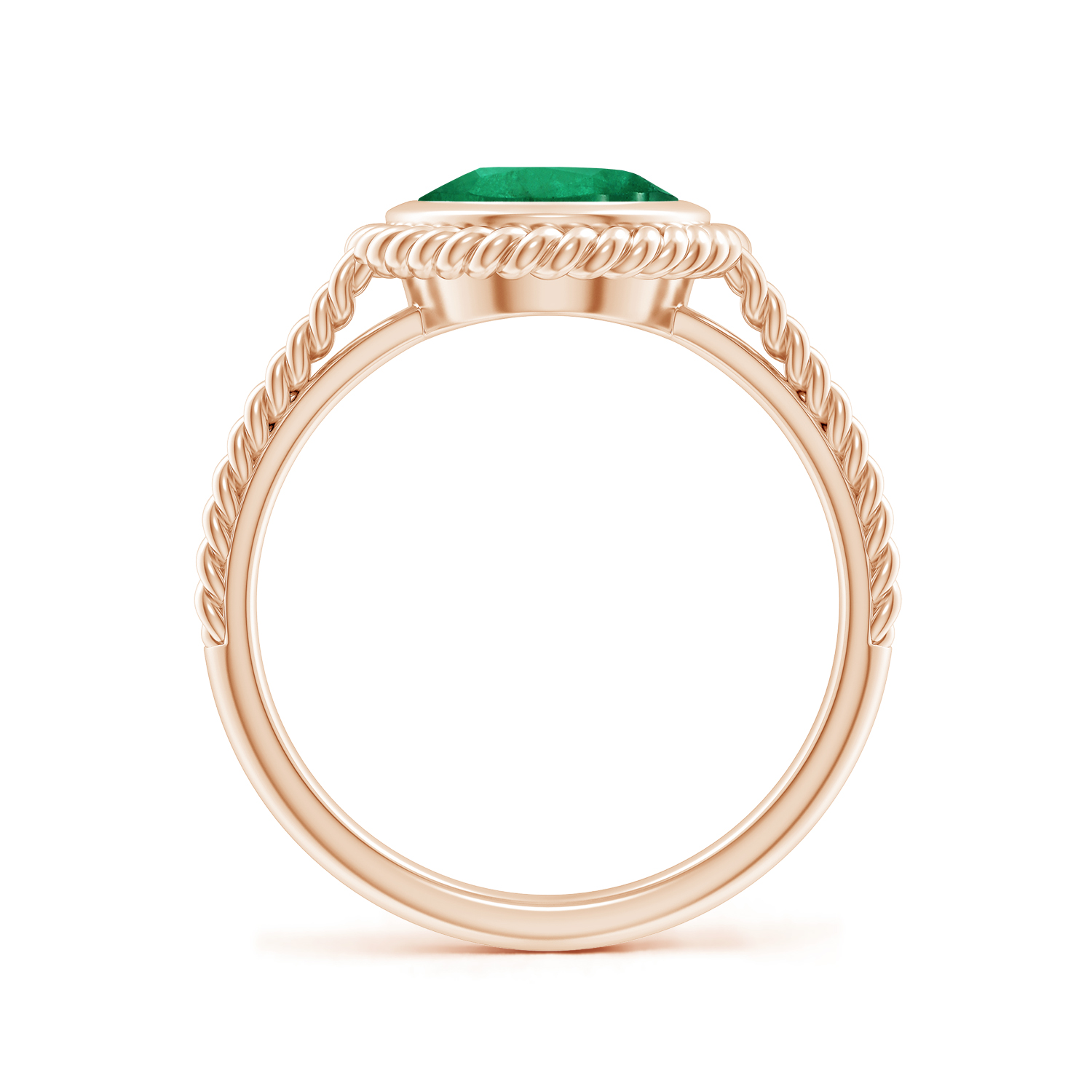  Oval Emerald (Panna) Twist Rope Split Shank Ring 