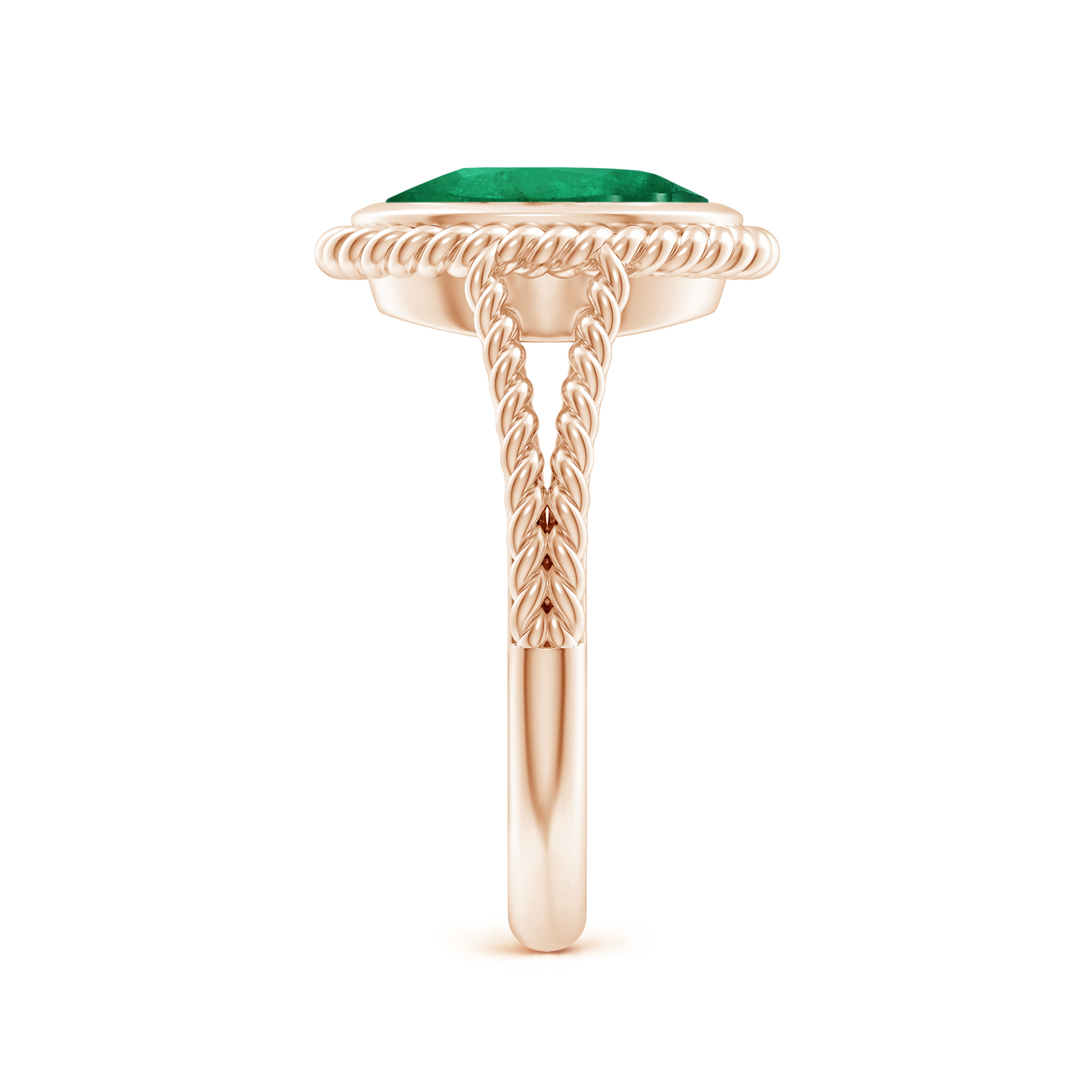  Oval Emerald (Panna) Twist Rope Split Shank Ring 
