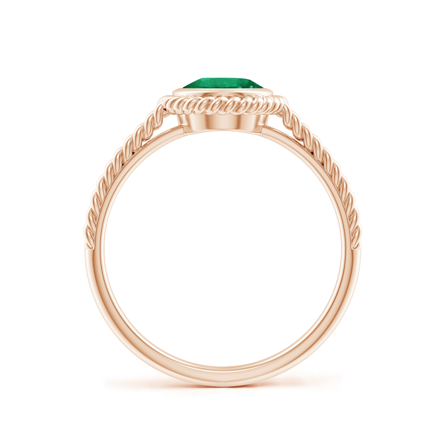 Oval Emerald (Panna) Twist Rope Split Shank Ring