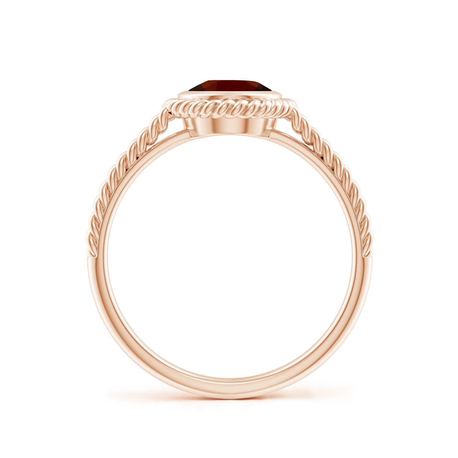 Oval Hessonite (Gomed) Twist Rope Split Shank Ring