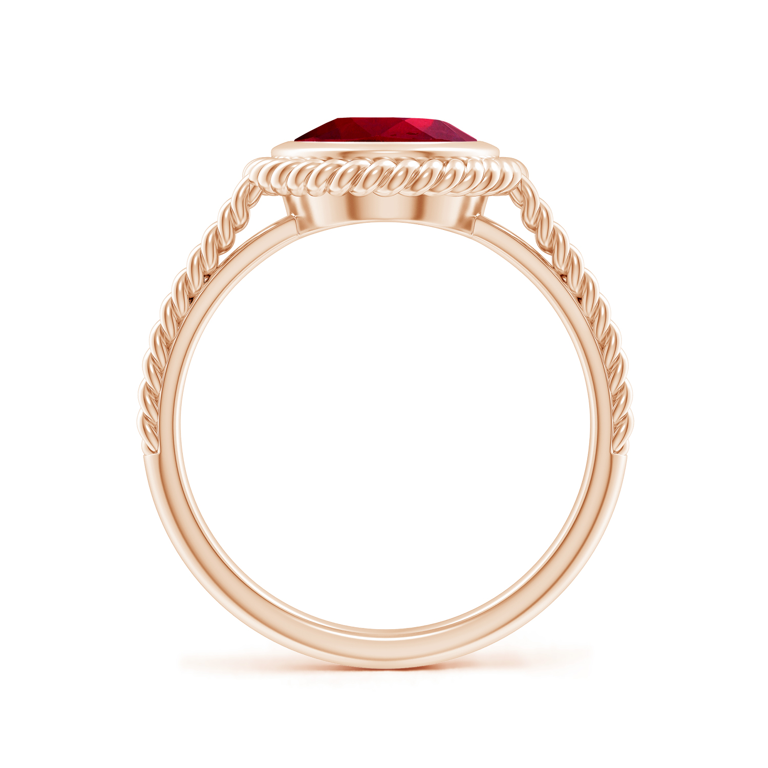  Oval Ruby (Manik) Twist Rope Split Shank Ring 