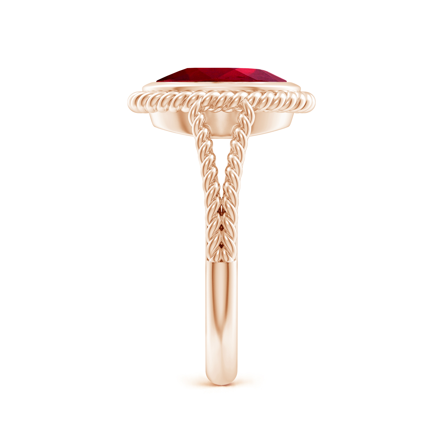  Oval Ruby (Manik) Twist Rope Split Shank Ring 