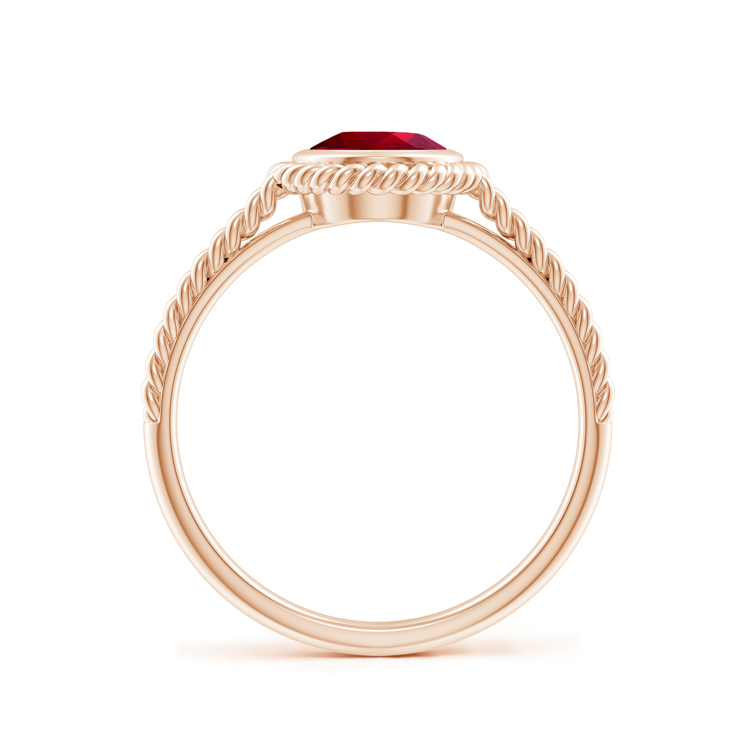 Oval Ruby (Manik) Twist Rope Split Shank Ring