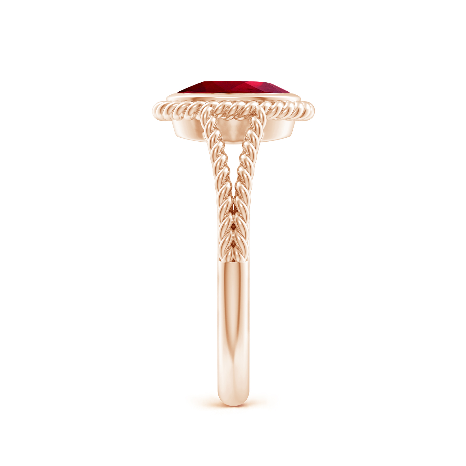Oval Ruby (Manik) Twist Rope Split Shank Ring