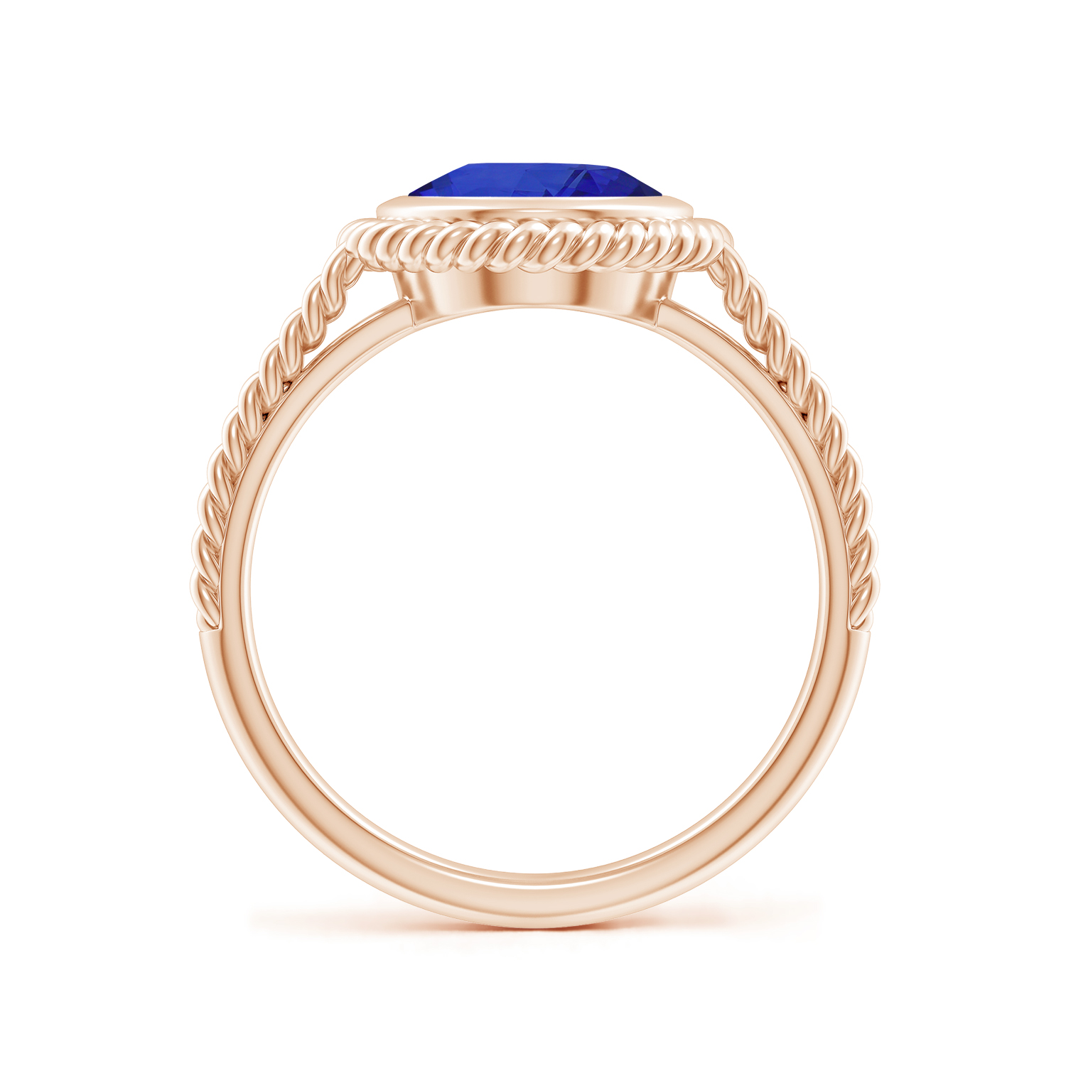  Oval Blue Sapphire (Neelam) Twist Rope Split Shank Ring 