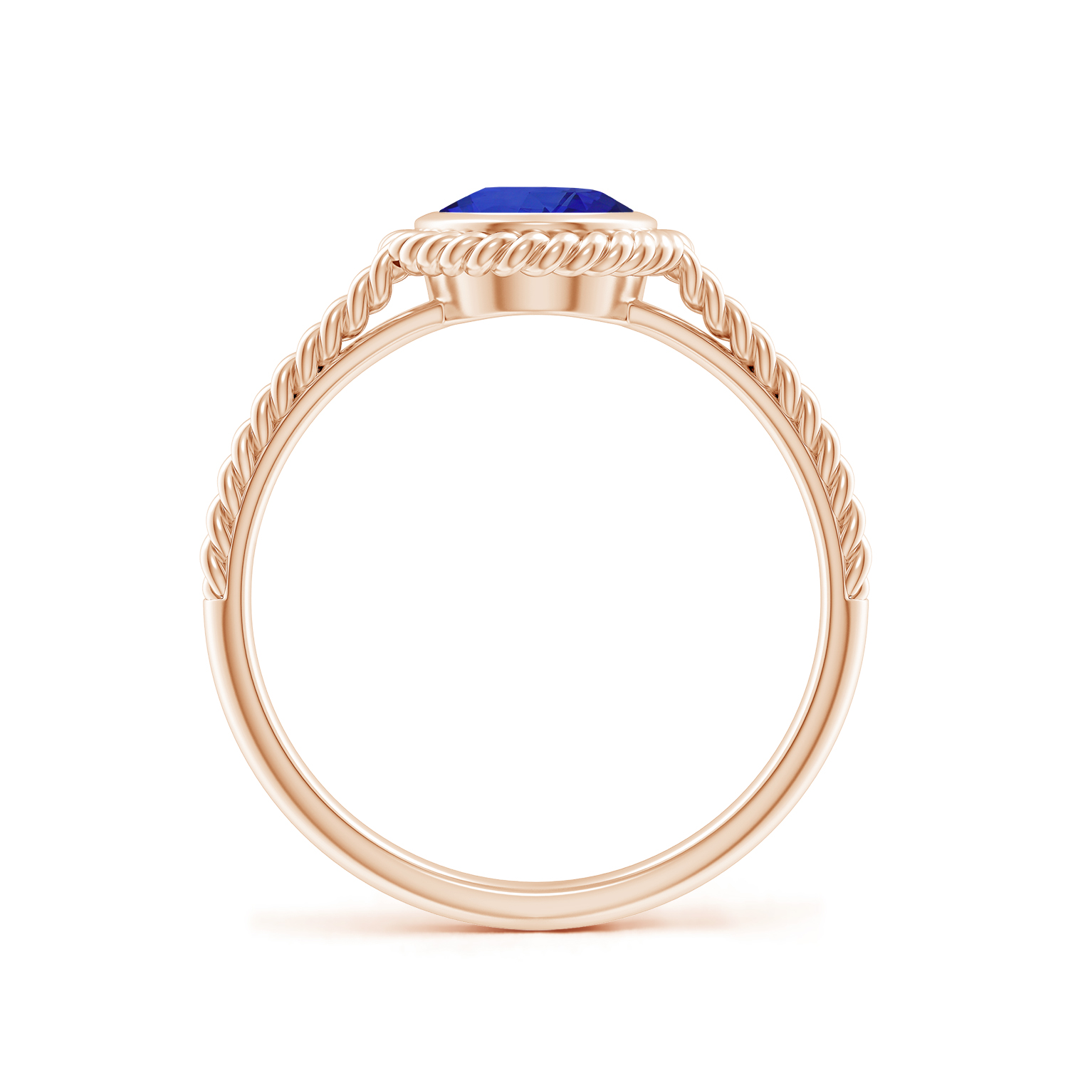 Oval Blue Sapphire (Neelam) Twist Rope Split Shank Ring
