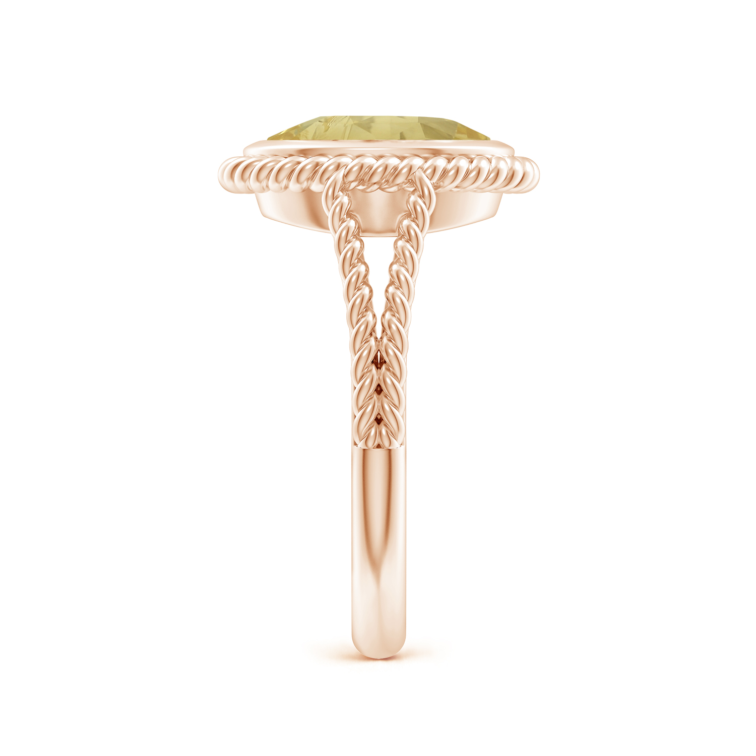  Oval Yellow Sapphire (Pukhraj) Twist Rope Split Shank Ring 
