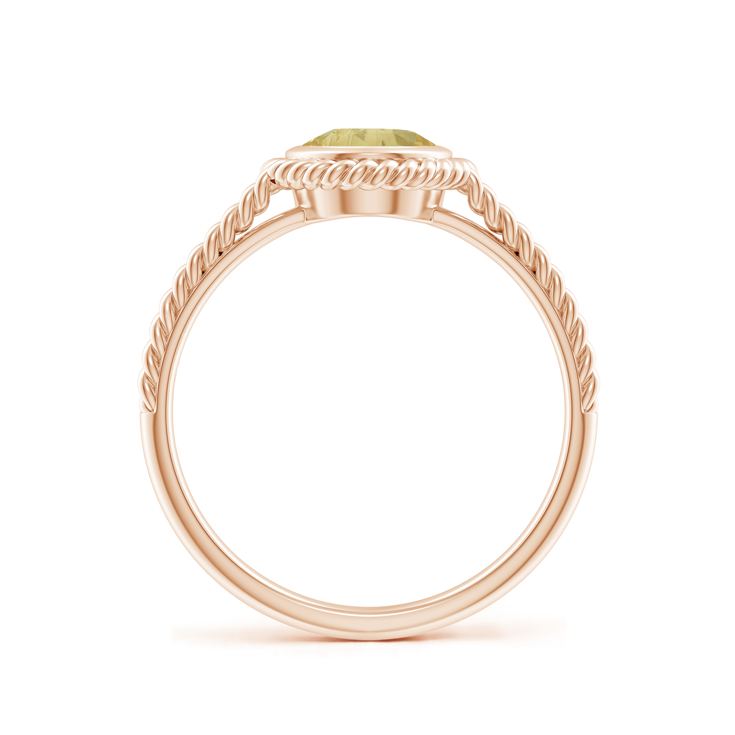 Oval Yellow Sapphire (Pukhraj) Twist Rope Split Shank Ring