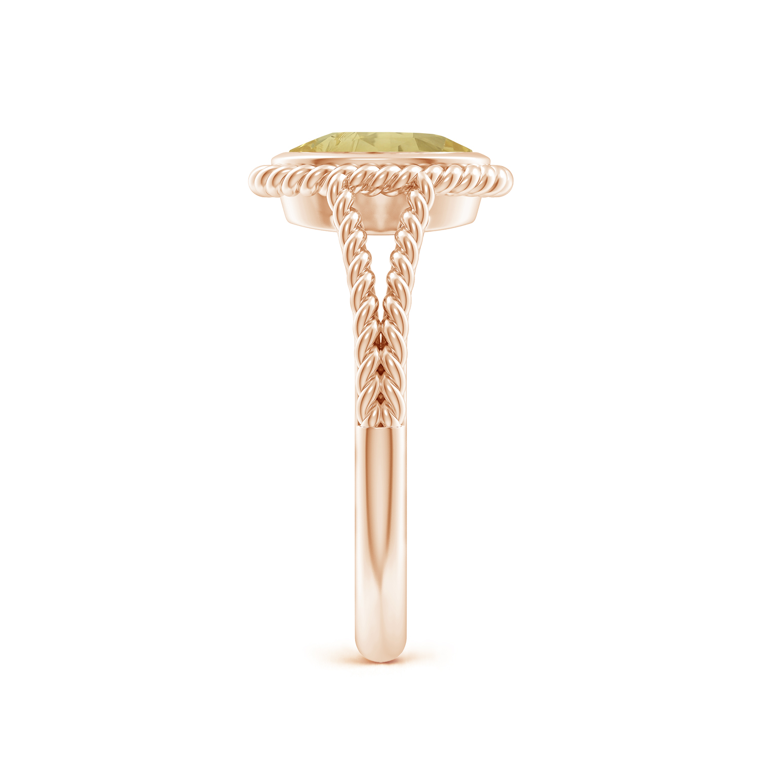 Oval Yellow Sapphire (Pukhraj) Twist Rope Split Shank Ring