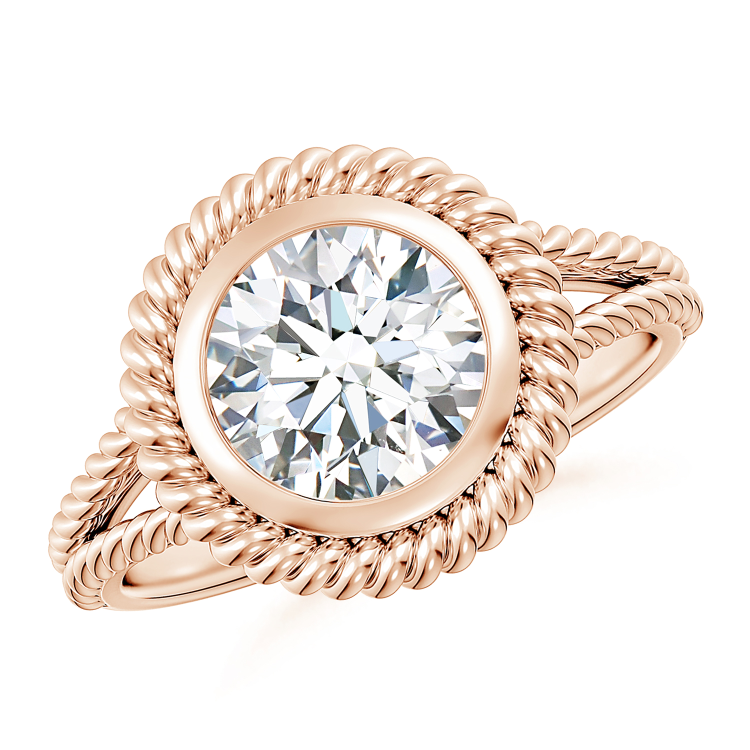 Round Diamond (Heera) Twist Rope Split Shank Ring