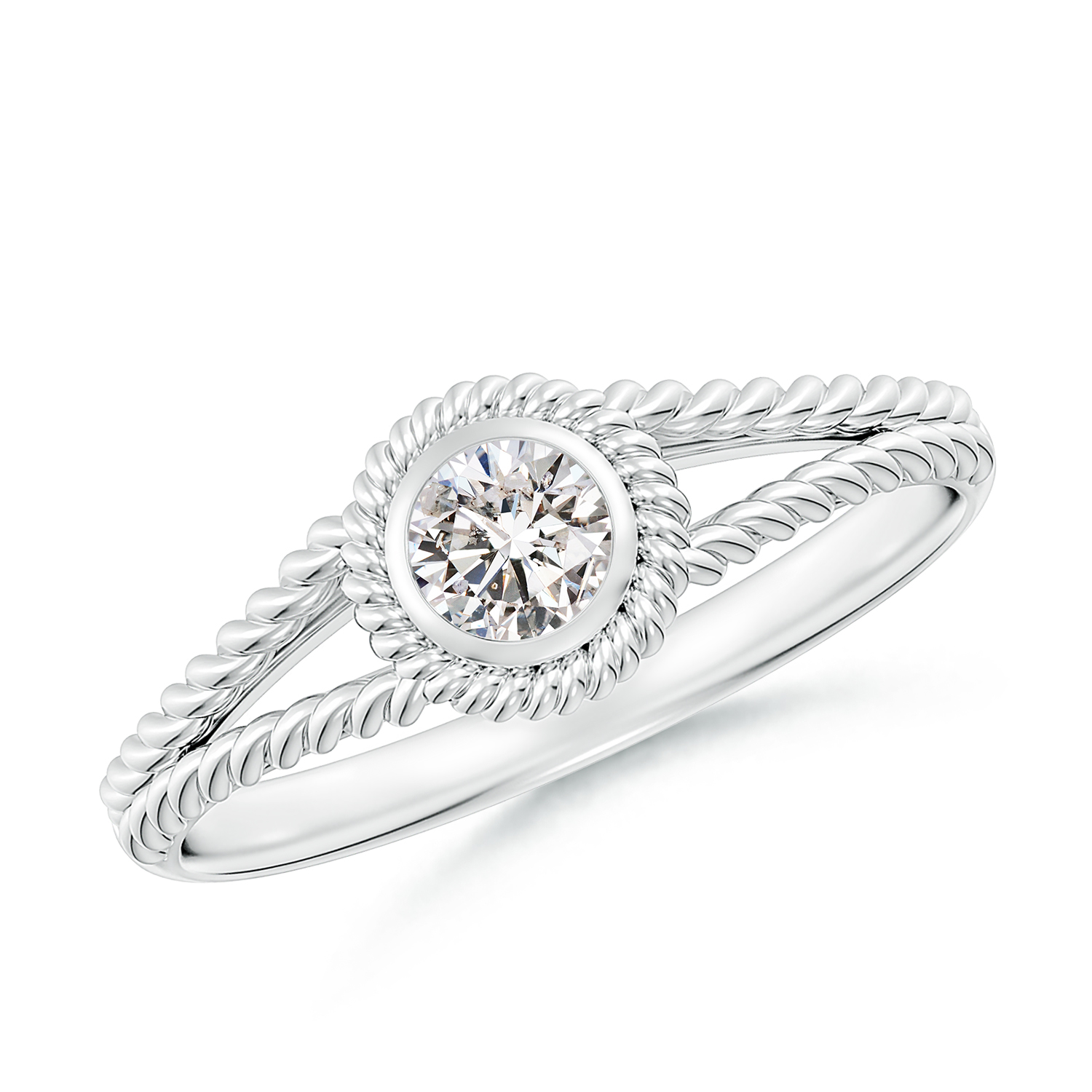 Round Diamond (Heera) Twist Rope Split Shank Ring