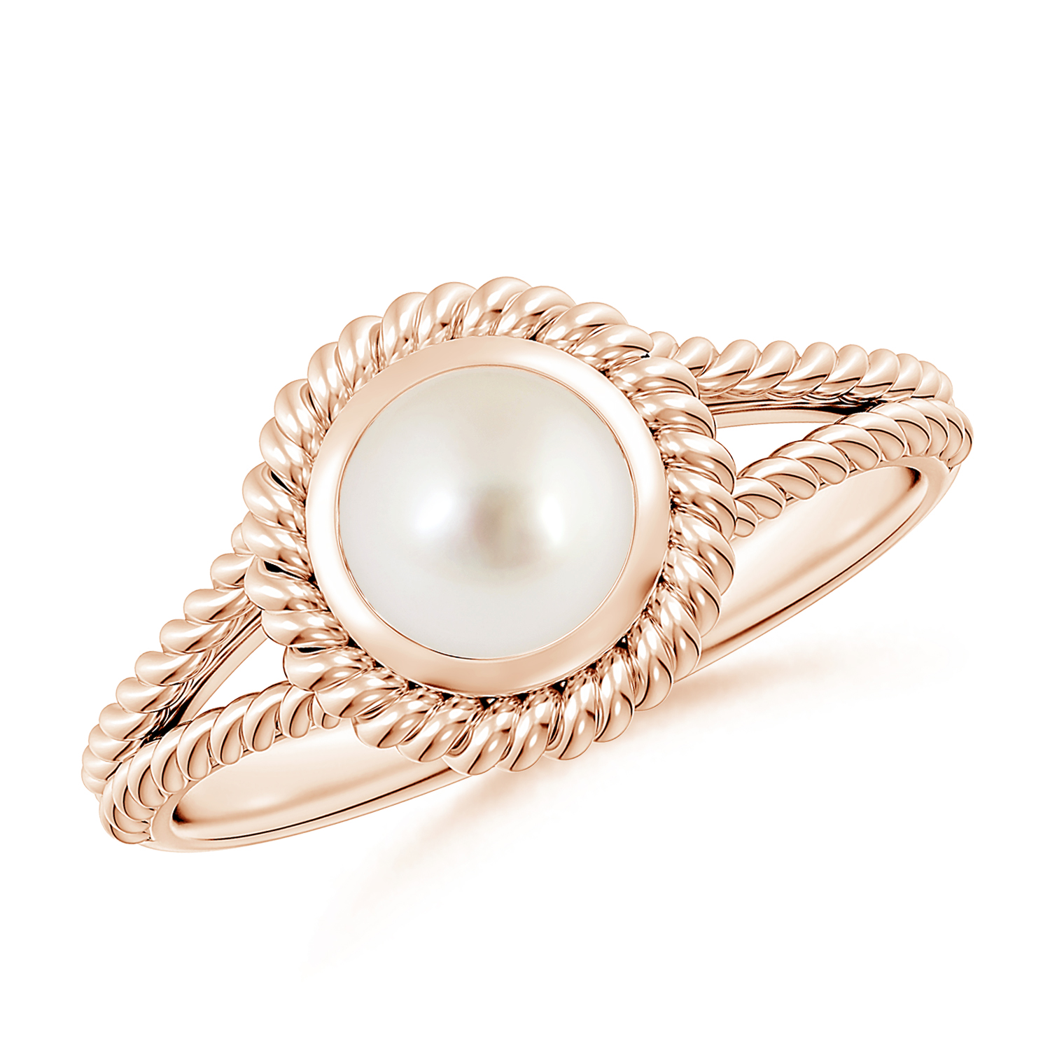 Round Pearl (Moti) Twist Rope Split Shank Ring