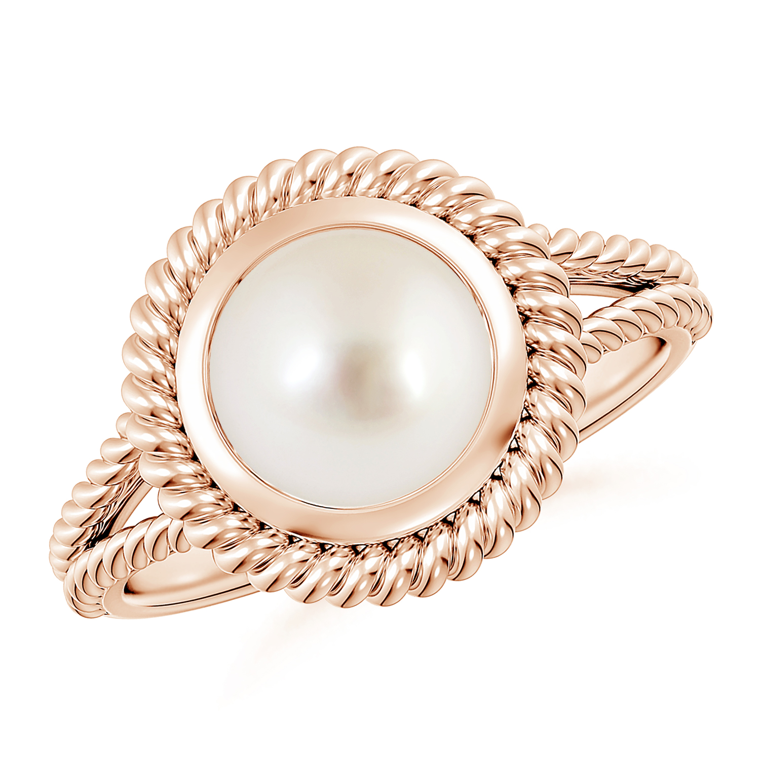  Round Pearl (Moti) Twist Rope Split Shank Ring 