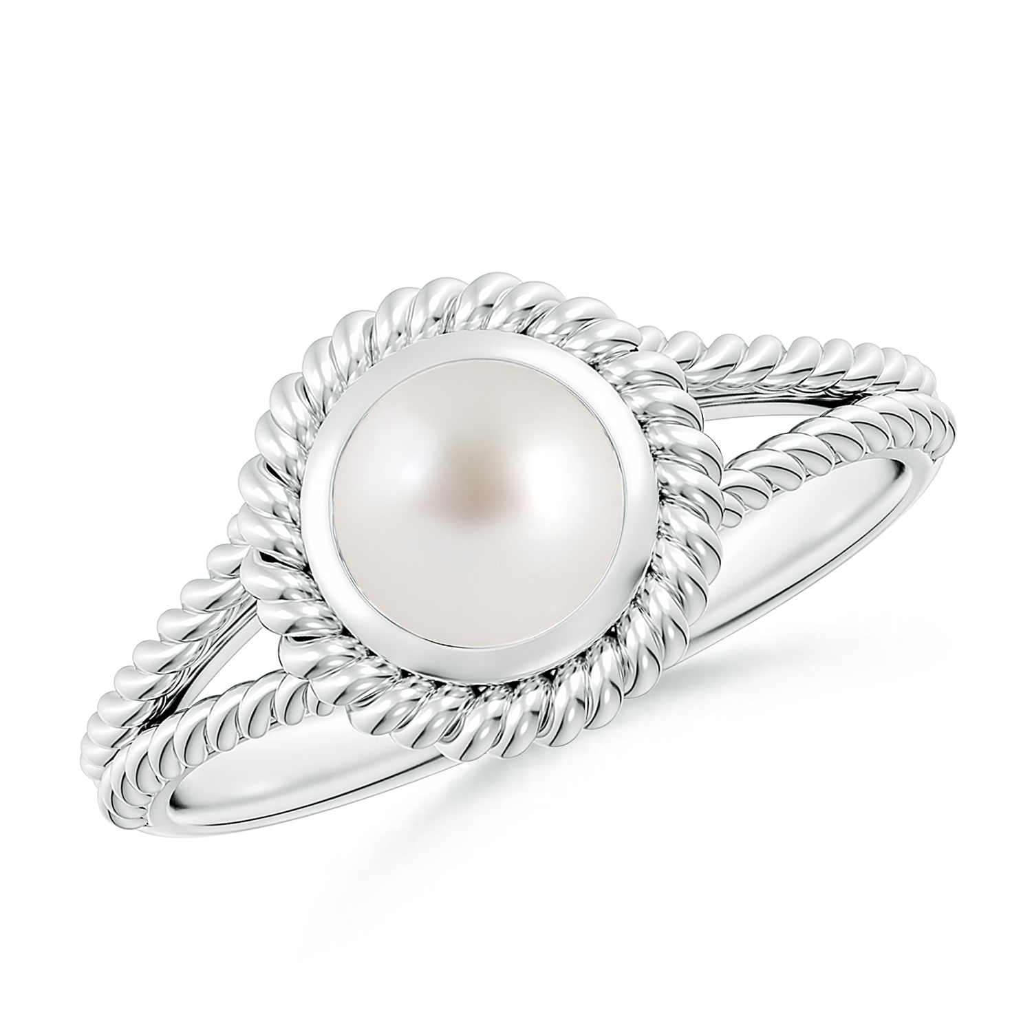Round Pearl (Moti) Twist Rope Split Shank Ring
