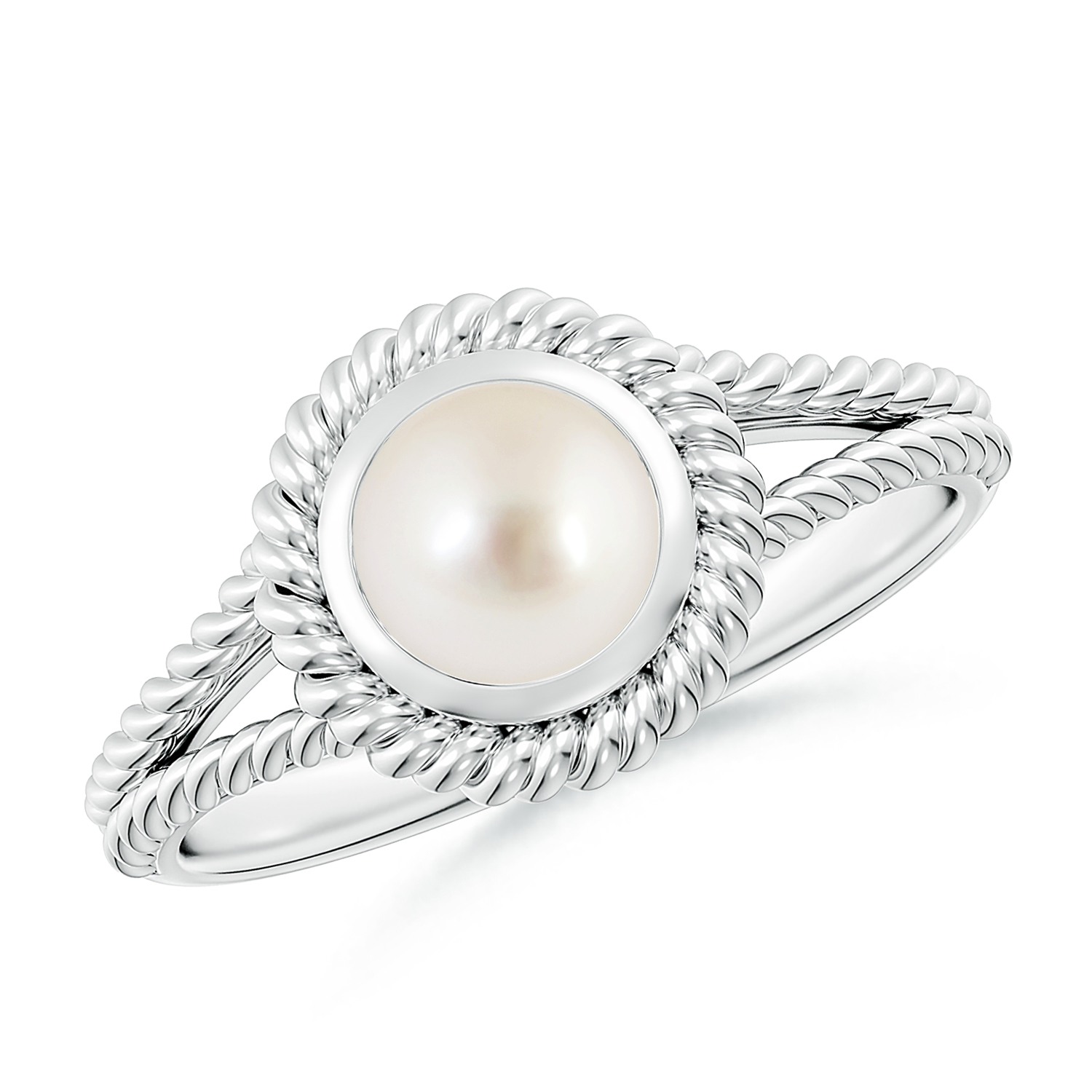 Round Pearl (Moti) Twist Rope Split Shank Ring