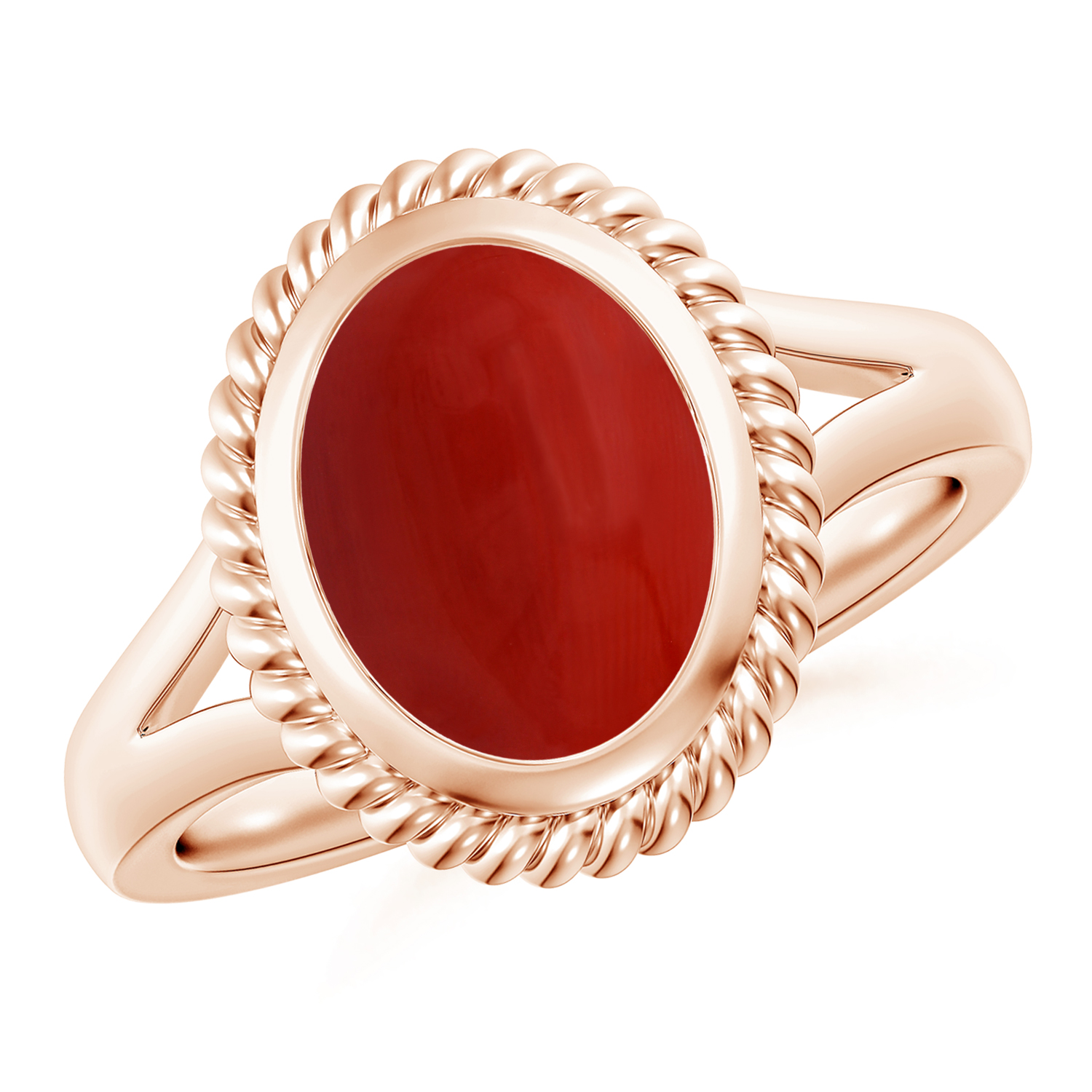  Natural Oval Red Coral (Moonga) Halo Ring