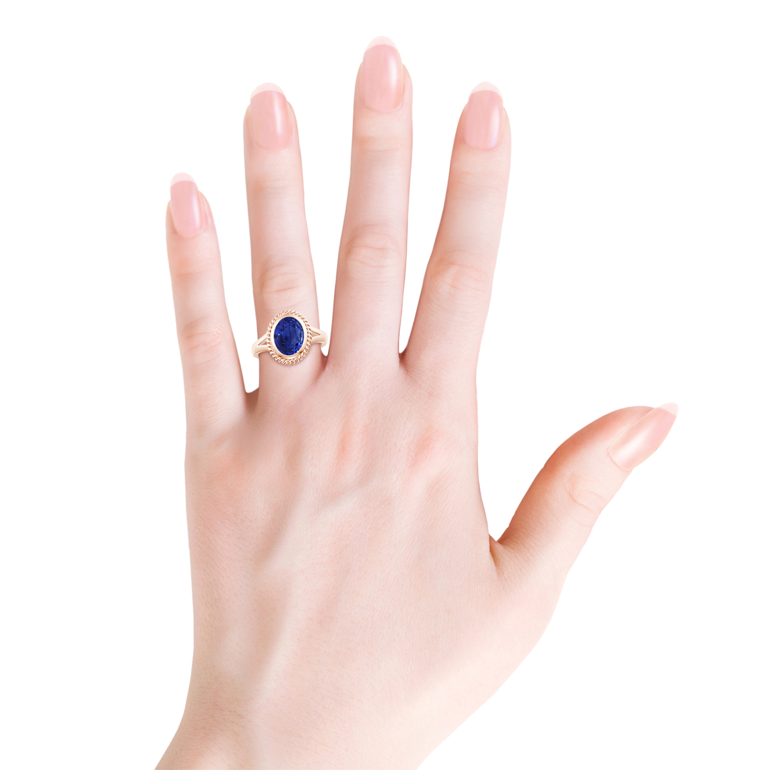  Natural Oval Blue Sapphire (Neelam) Halo Ring