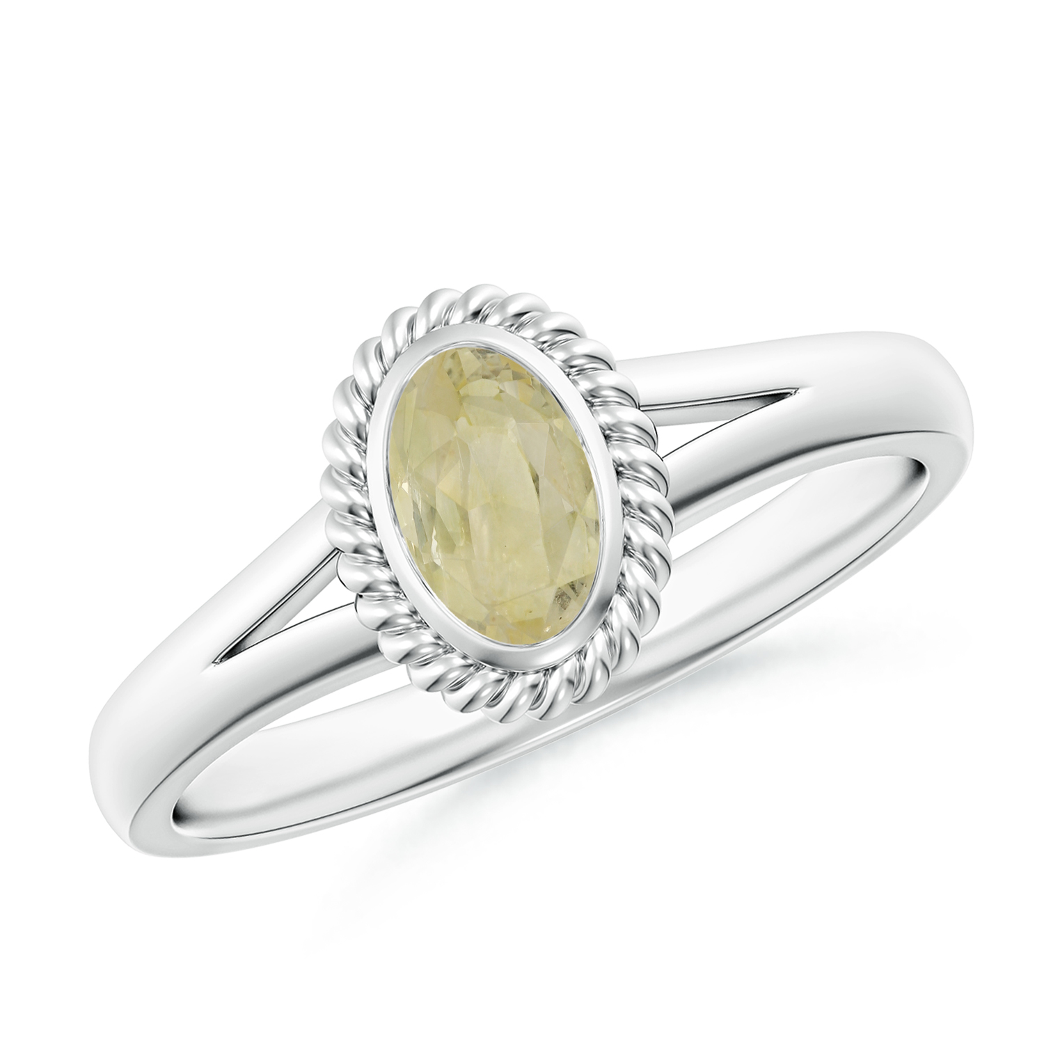 Natural Oval Yellow Sapphire (Pukhraj) Halo Ring