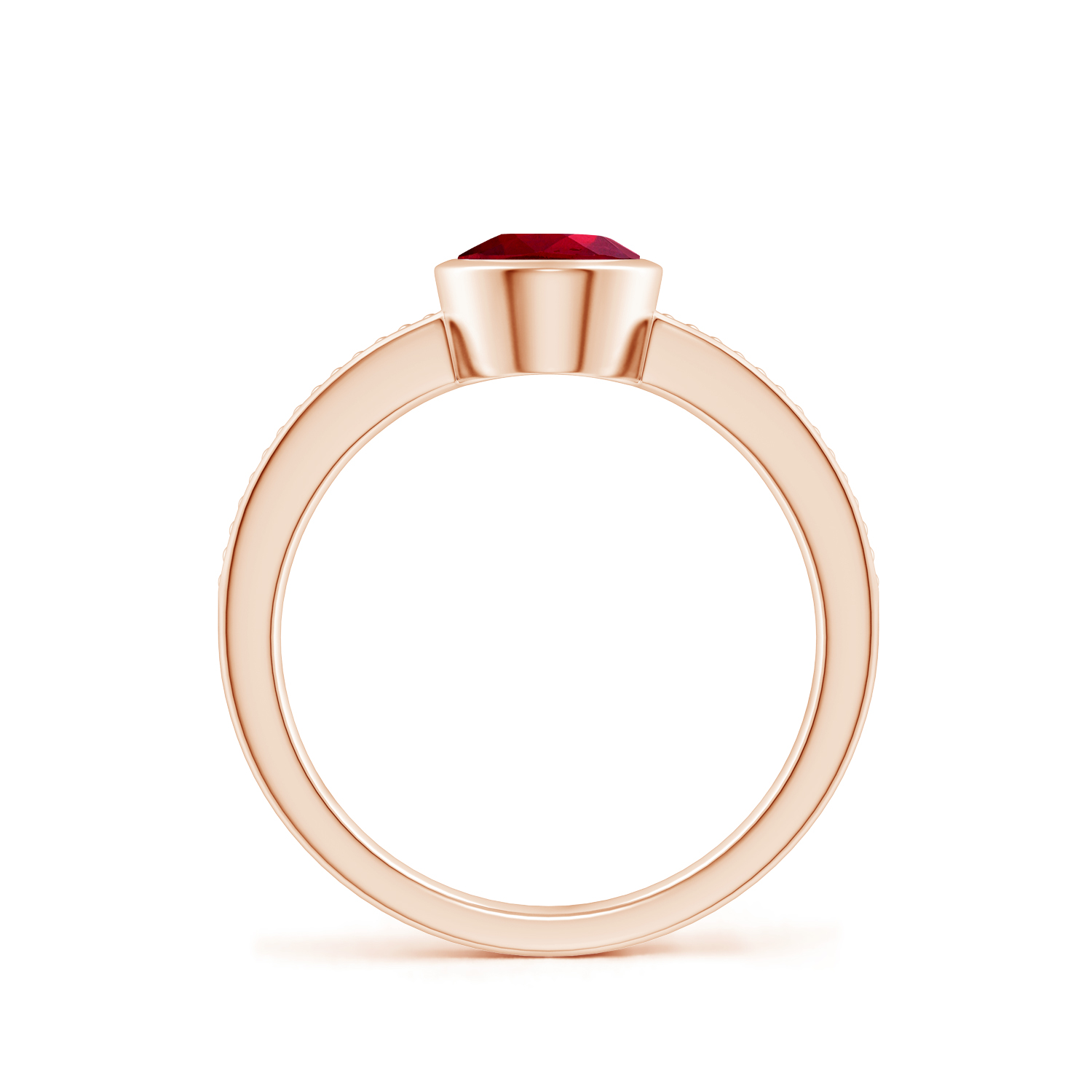 Bezel-Set Oval Ruby (Manik) Ring With Beaded Groove Shank