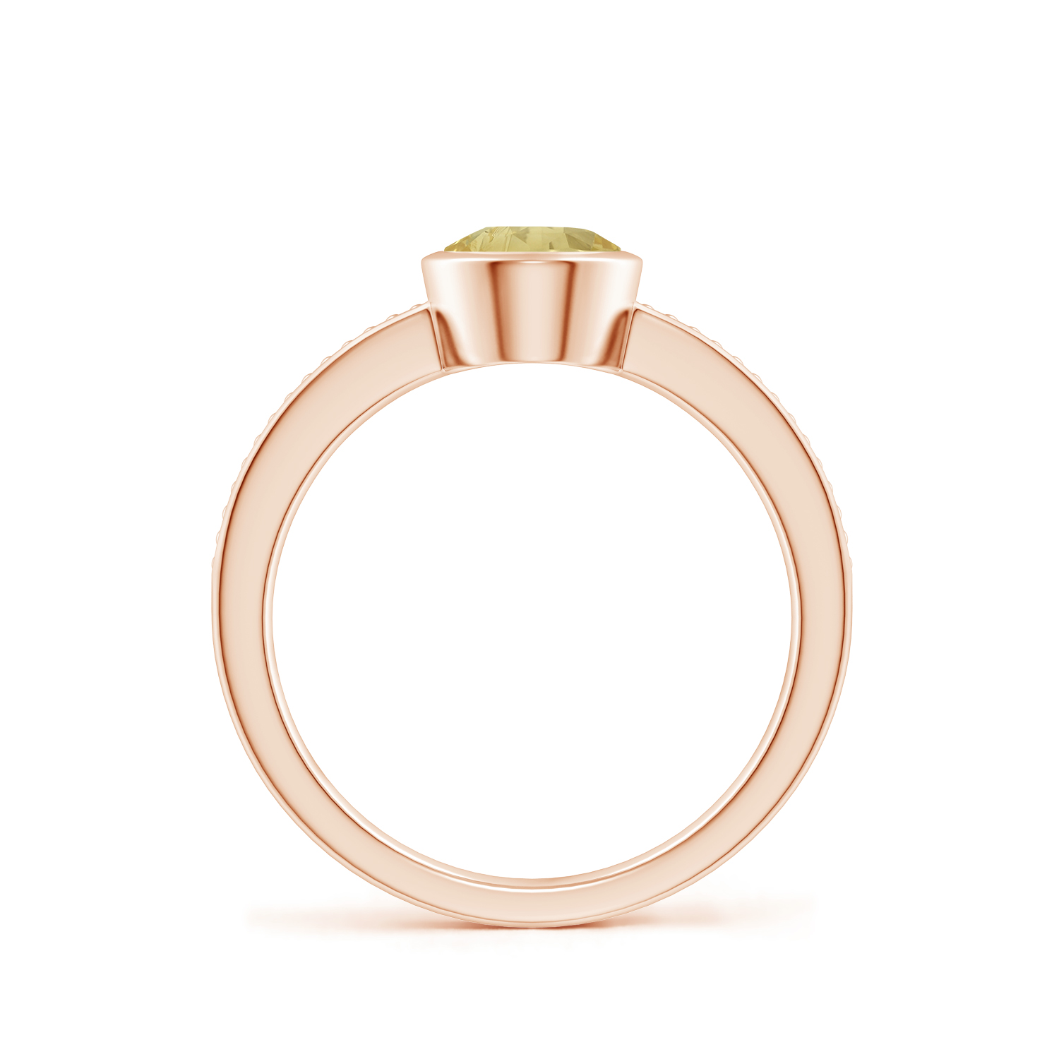 Bezel-Set Oval Yellow Sapphire (Pukhraj) Ring With Beaded Groove Shank
