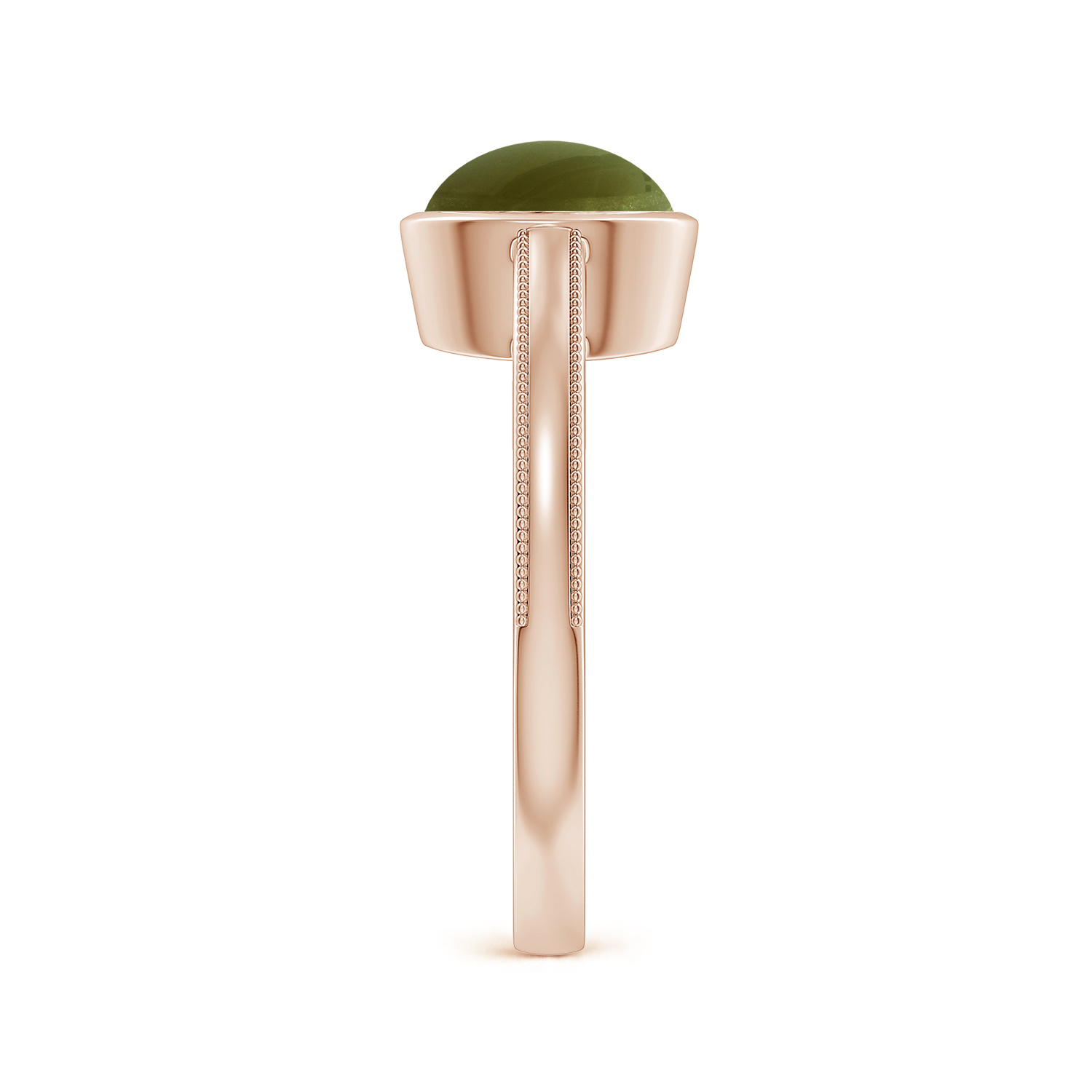Oval Cat's Eye (Lehsunia) Solitaire Ring With Miligrain