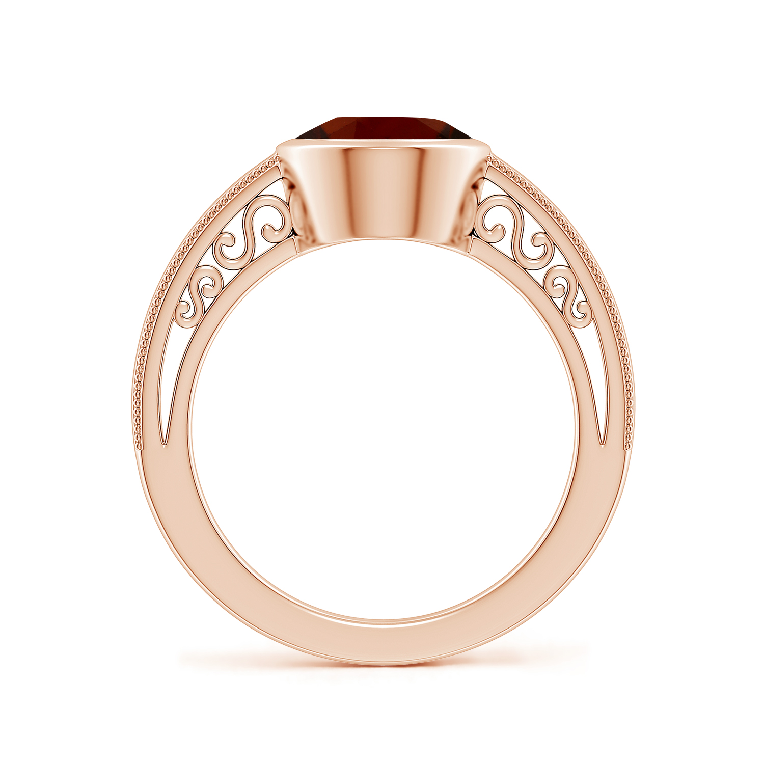  Oval Hessonite (Gomed) Solitaire Ring With Miligrain 