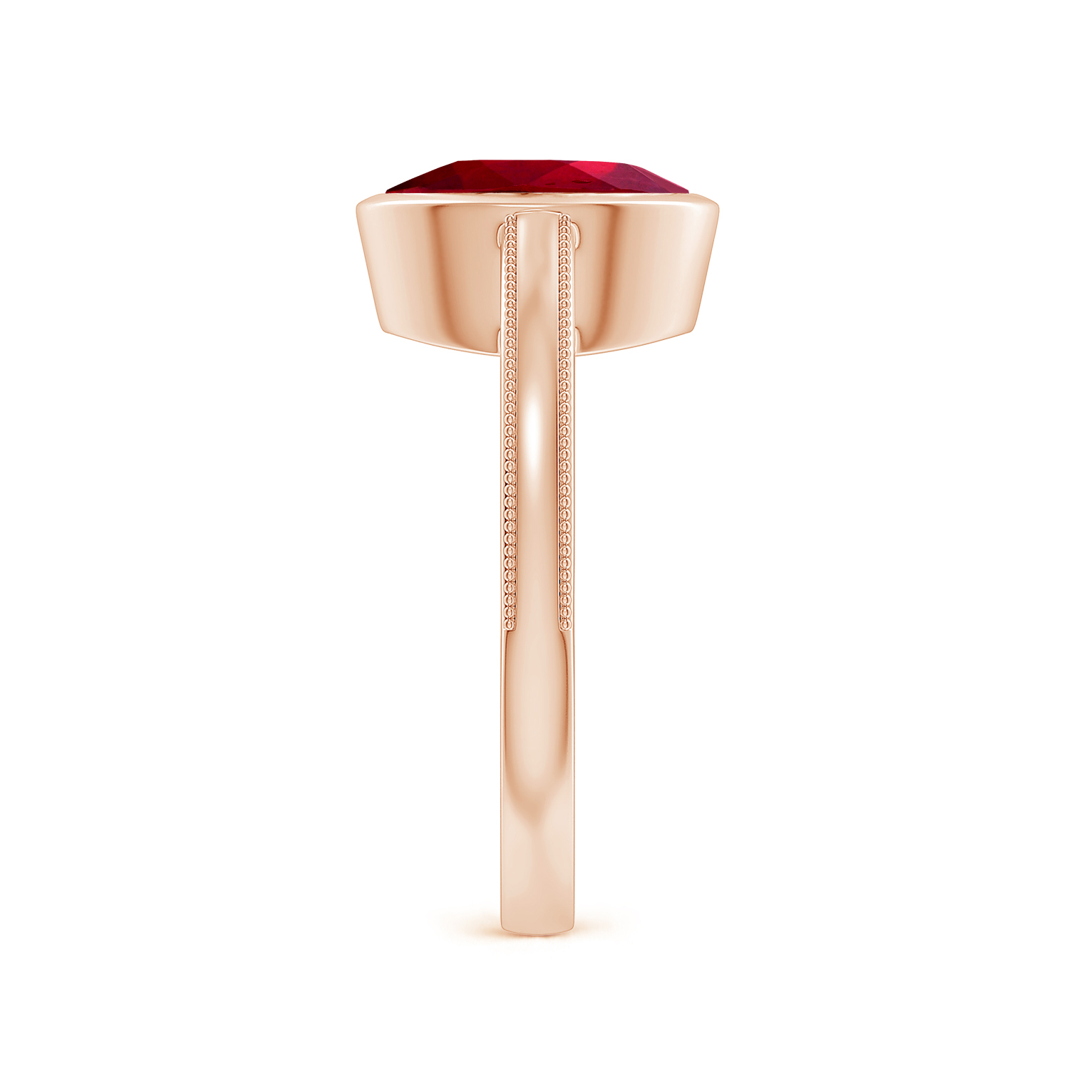  Oval Ruby (Manik) Solitaire Ring With Miligrain 