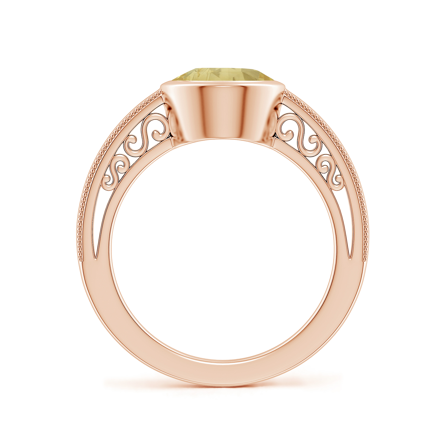  Oval Yellow Sapphire (Pukhraj) Solitaire Ring With Miligrain 