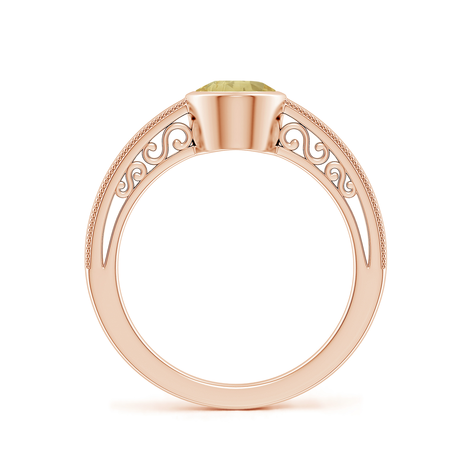 Oval Yellow Sapphire (Pukhraj) Solitaire Ring With Miligrain