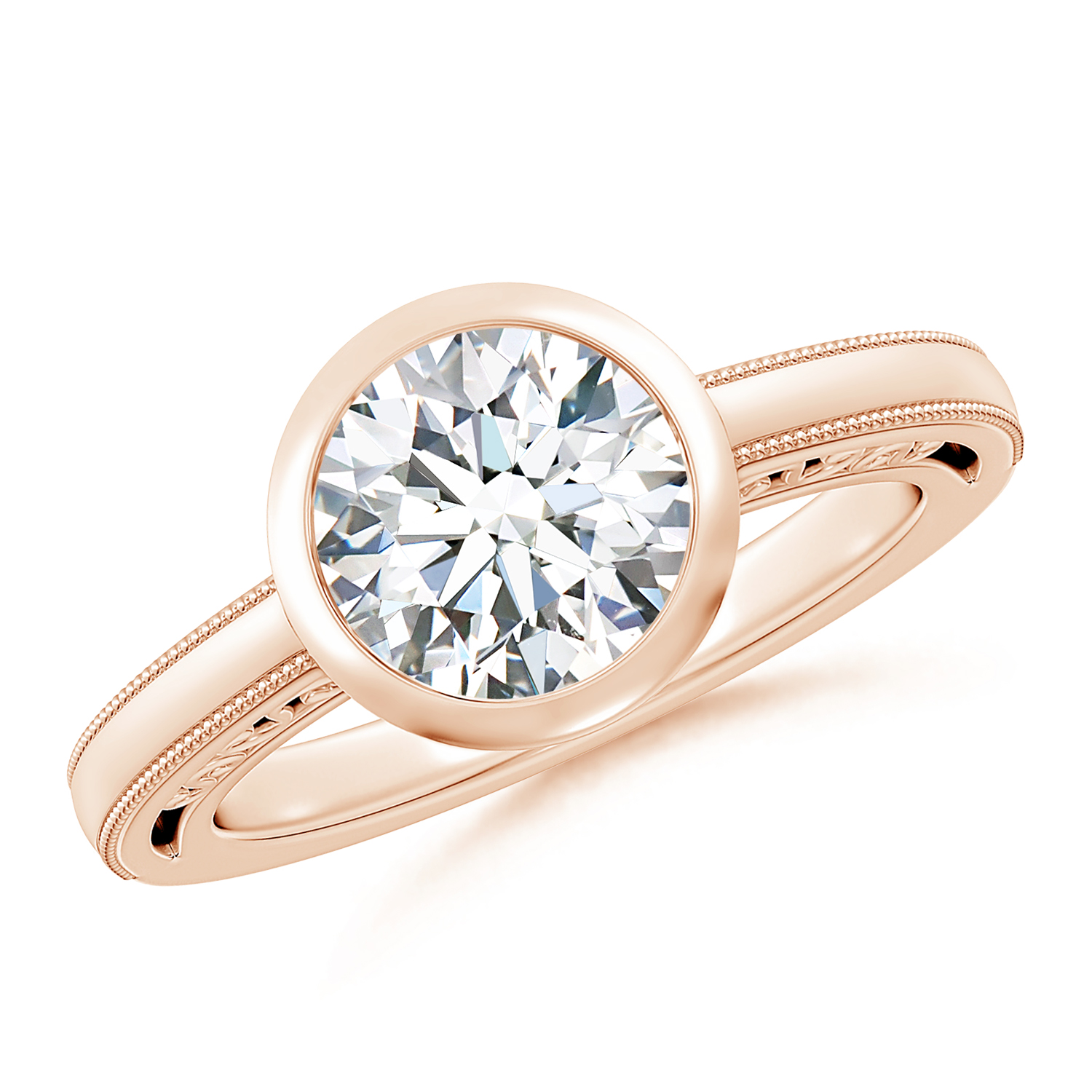 Round Diamond (Heera) Solitaire Ring With Miligrain