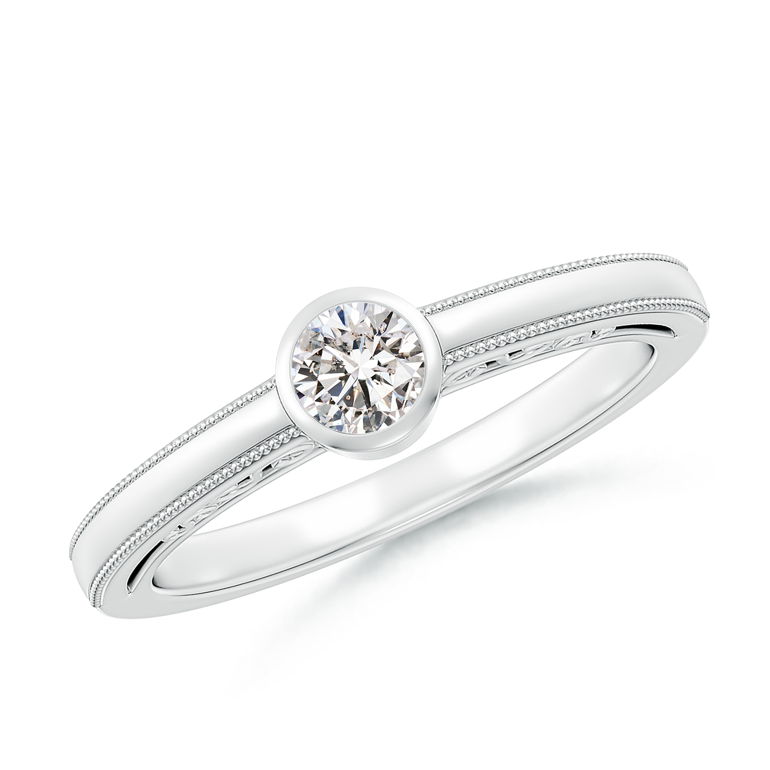 Round Diamond (Heera) Solitaire Ring With Miligrain