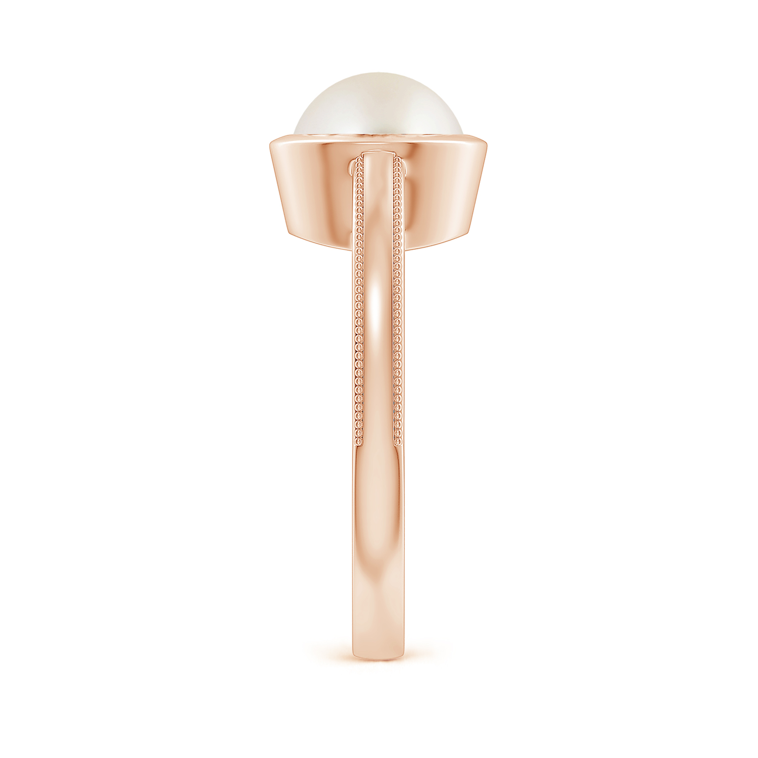  Round Pearl (Moti) Solitaire Ring With Miligrain 