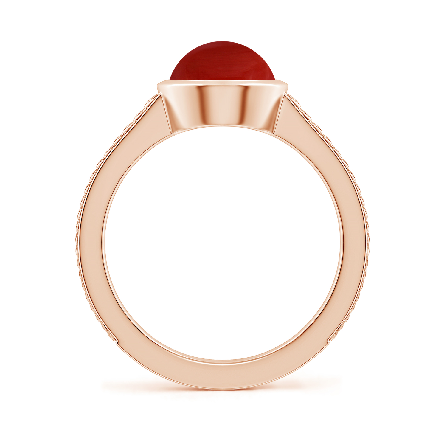  Split Shank Oval Red Coral (Moonga) Solitaire Ring 
